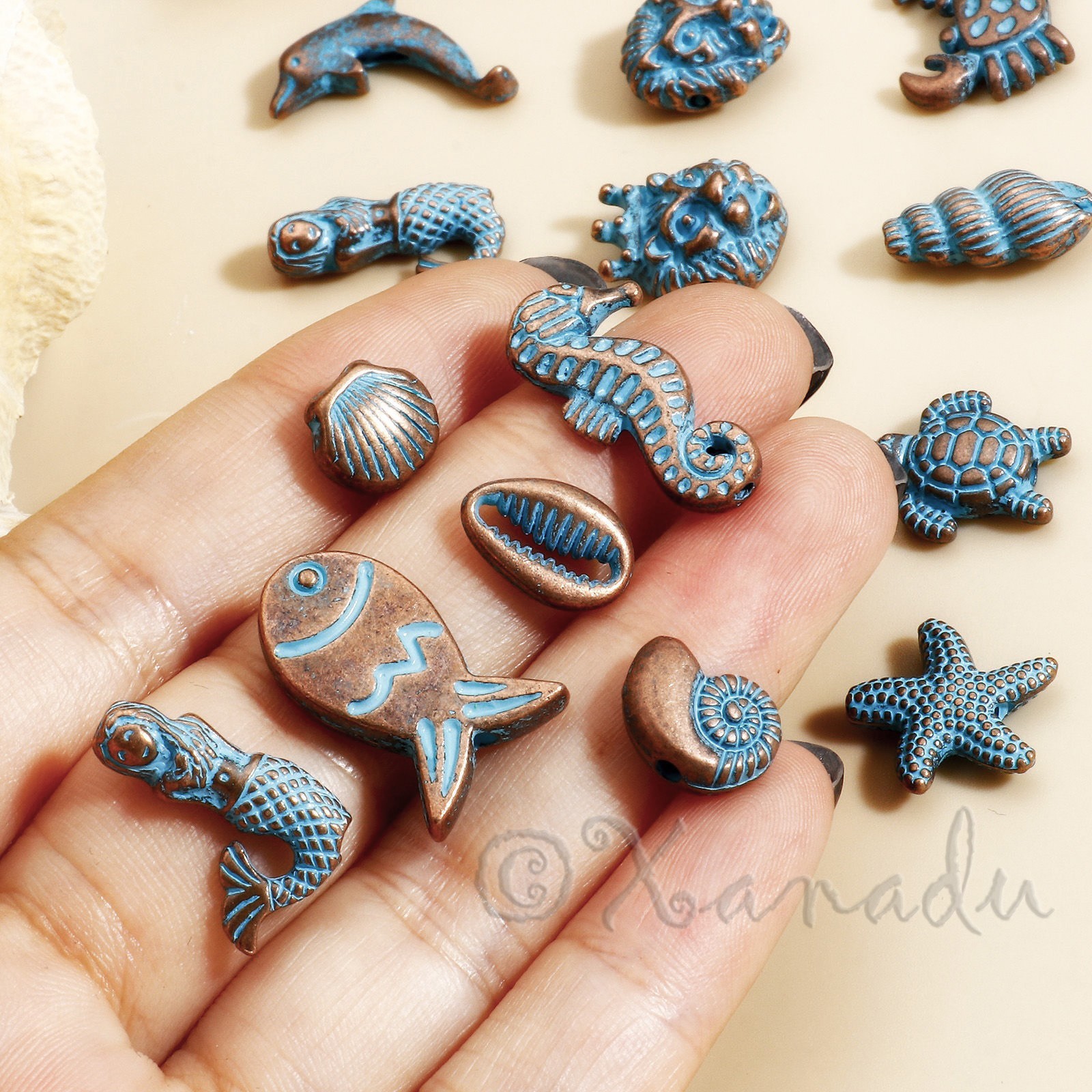 Seahorse Beads 20mm Blue Copper Ocean Beach Spacers B8508 – 10, 20 Or 50PCs
