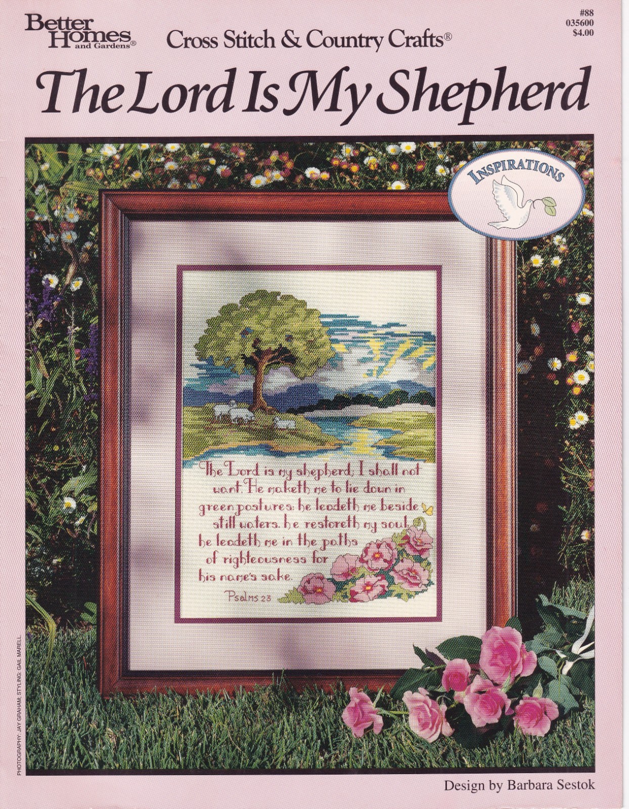 Cross Stitch Pattern Leaflet THE LORD IS MY SHEPHERD Psalms 23 Prayer