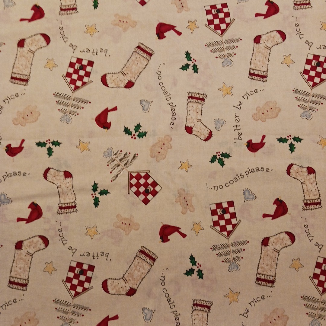 4.5 yds RARE VTG Daisy Kingdom Naughty & Nice Stocking Toss Sandi Gore Evans