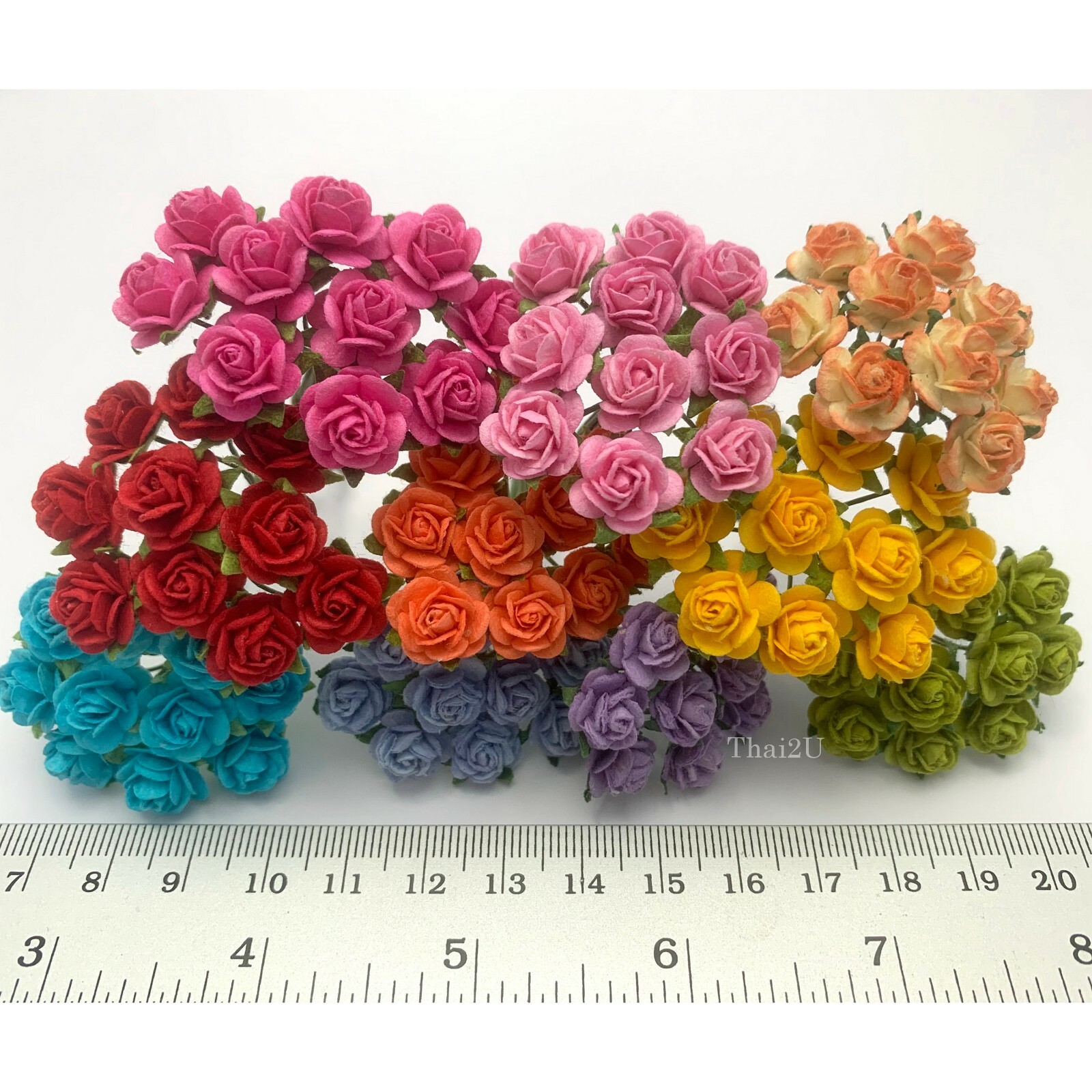1/4″ or 1cm MINI Rainbow Open Roses Paper Flower Wedding Scrapbook Dioramas R2