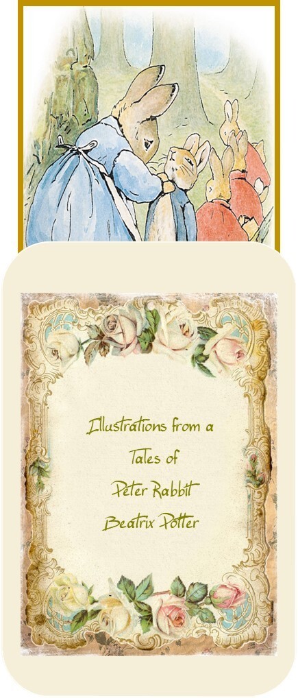 8 ATC Peter Rabbit Beatrix Potter small fold out gift tag scrapbooking envelopes