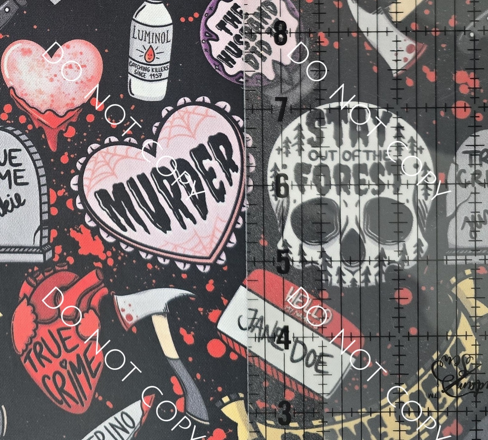 100% Cotton Woven Novelty Fabric True Crime By The 1/4 Yard 9×56