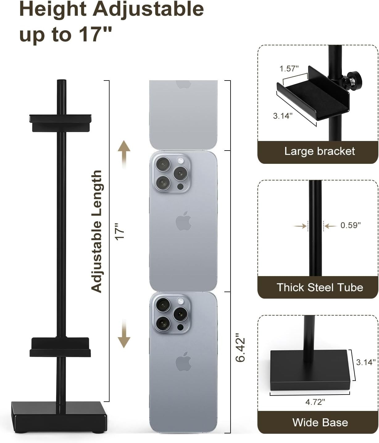 Adjustable Tabletop Easel Stand Picture Frame Holder Up to 17 Inches Black Iron