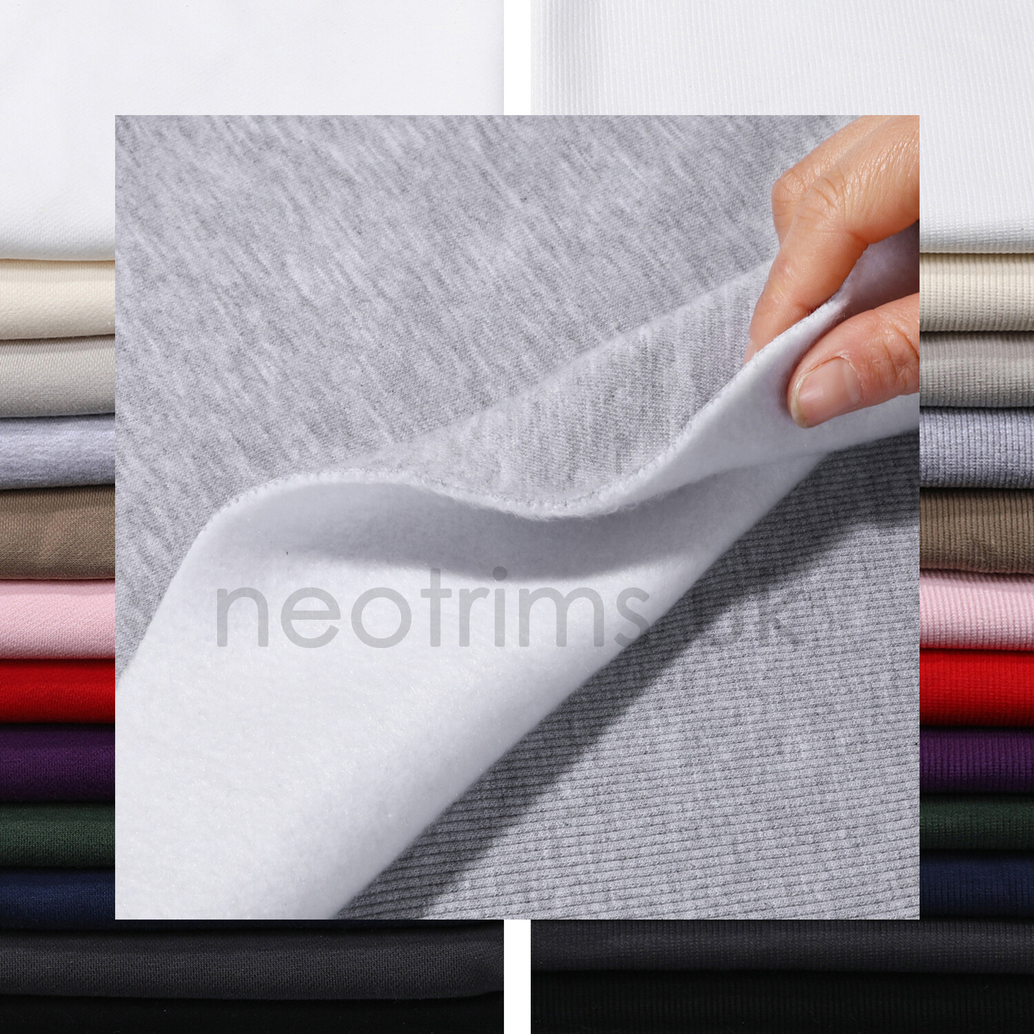 Heavy Sweatshirt Fabric Brushed Fleece 380gsm Cotton Luxury French Terry & Rib
