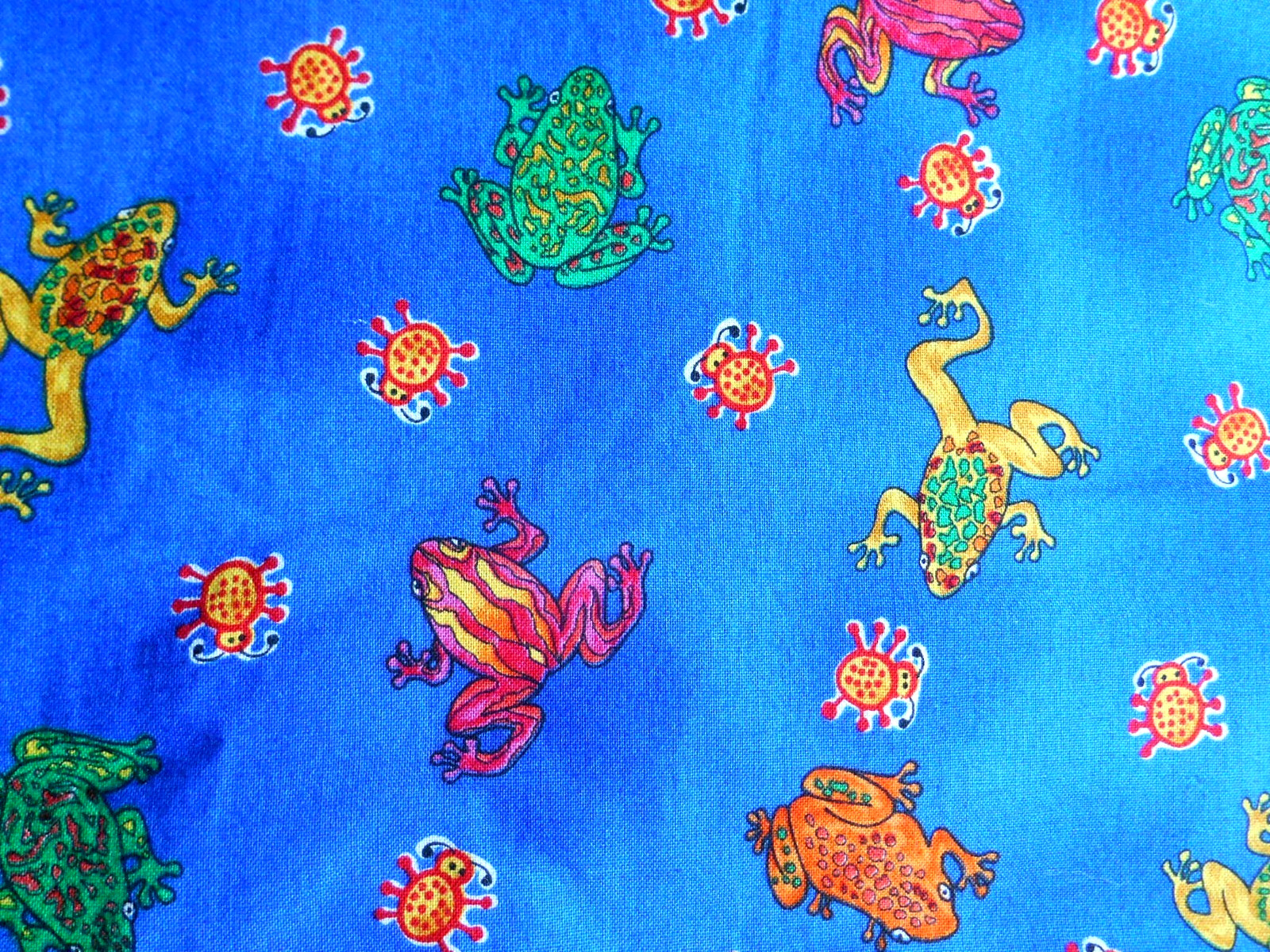 Vintage 1997 Cotton Fabric by Hoffman International COLORFUL FROGS 102 “x 42”