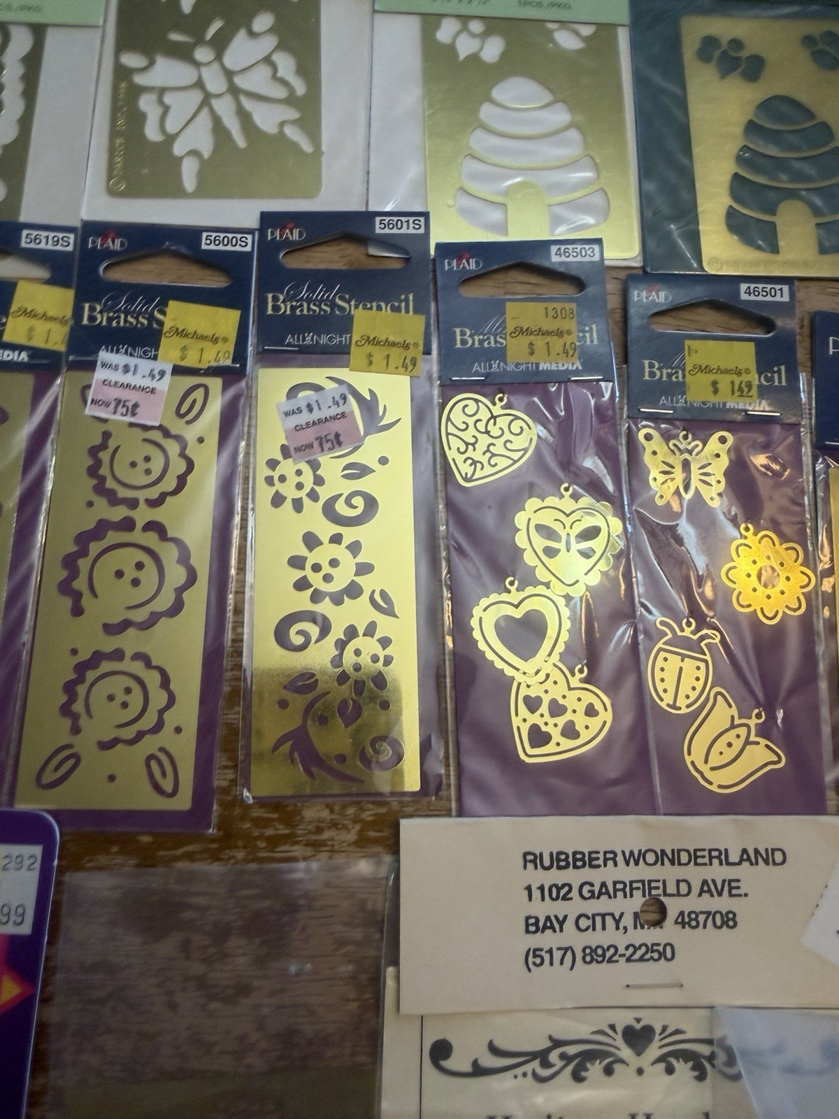 New Vintage BRASS EMBOSSING STENCILS LOT OF 22 Packs ~ Darice Plaid Assorted