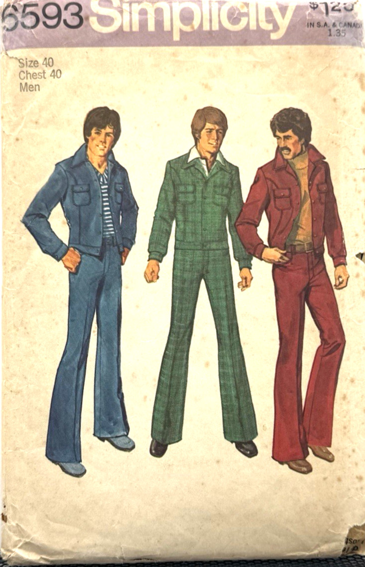 Simplicity Pattern #6593 – Men’s Unlined Jacket & Jeans (Size 40) Cut