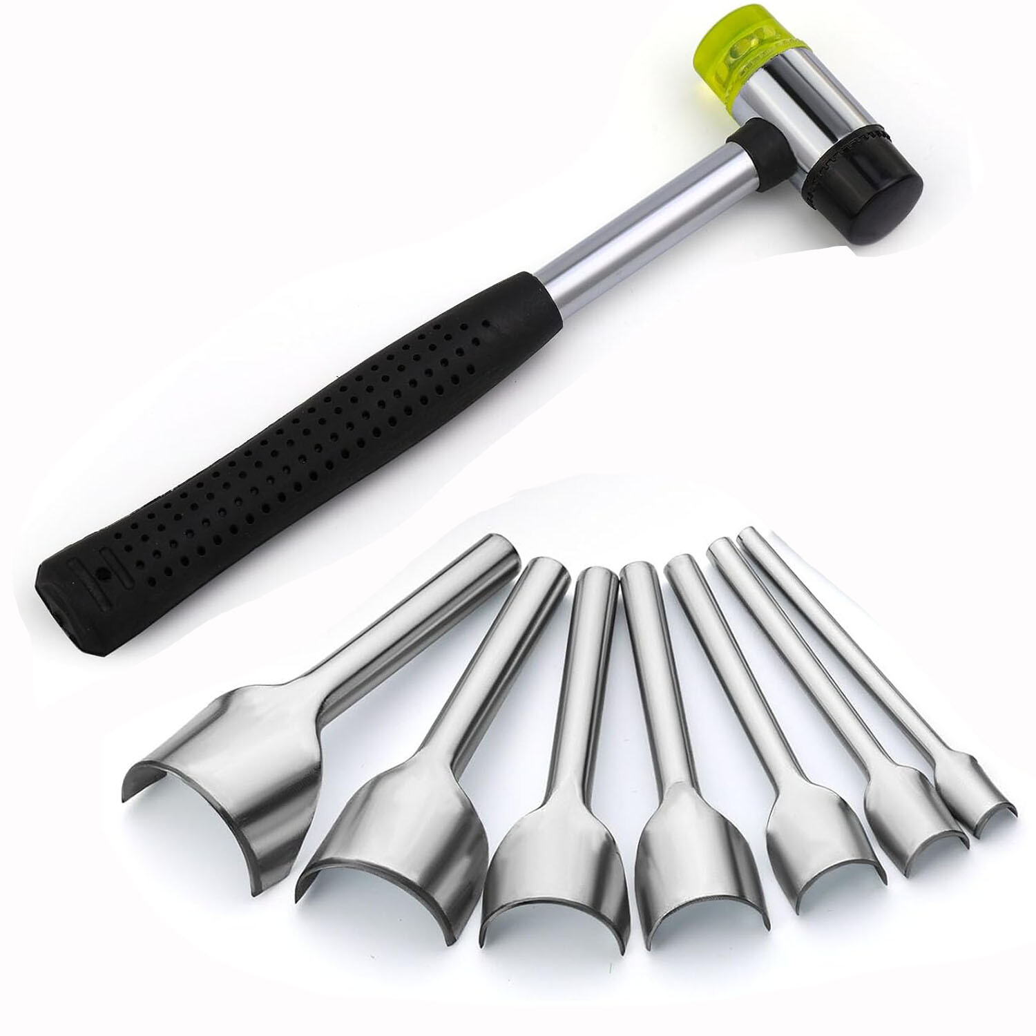 Leather Punch Kit with Hammer Corner Half-Round Punch Leather End Punch Cutter