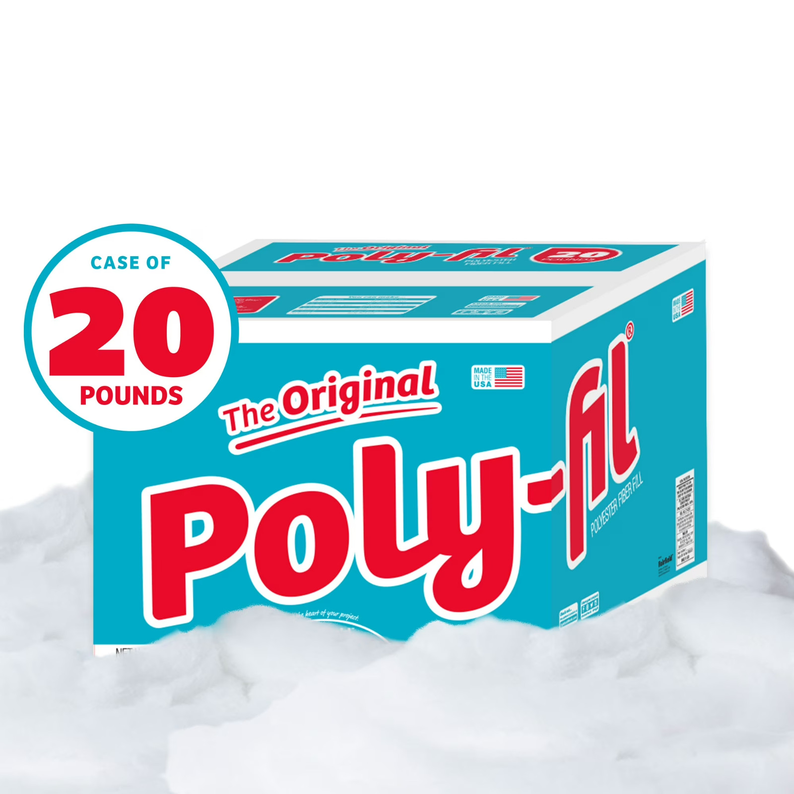 Poly-Fil Polyester Fiberfill Stuffing, 20lb Box, Bulk, by Fairfield, Free Ship