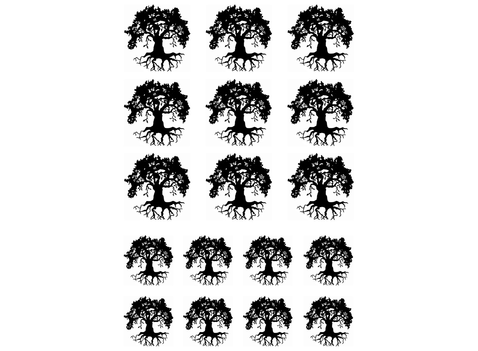 Oak Tree of Life 17 pcs 1″ Black Fused Glass Decals