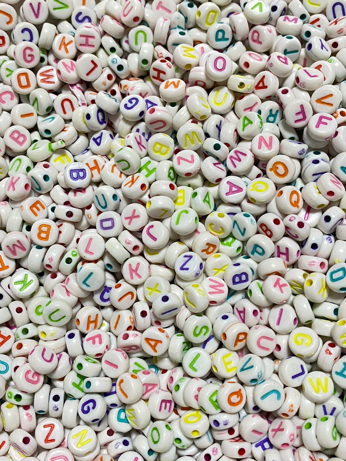 170Pcs-50 Gram Flat Round Alphabet Multi Color 7mm Acrylic Beads For DIY Craft