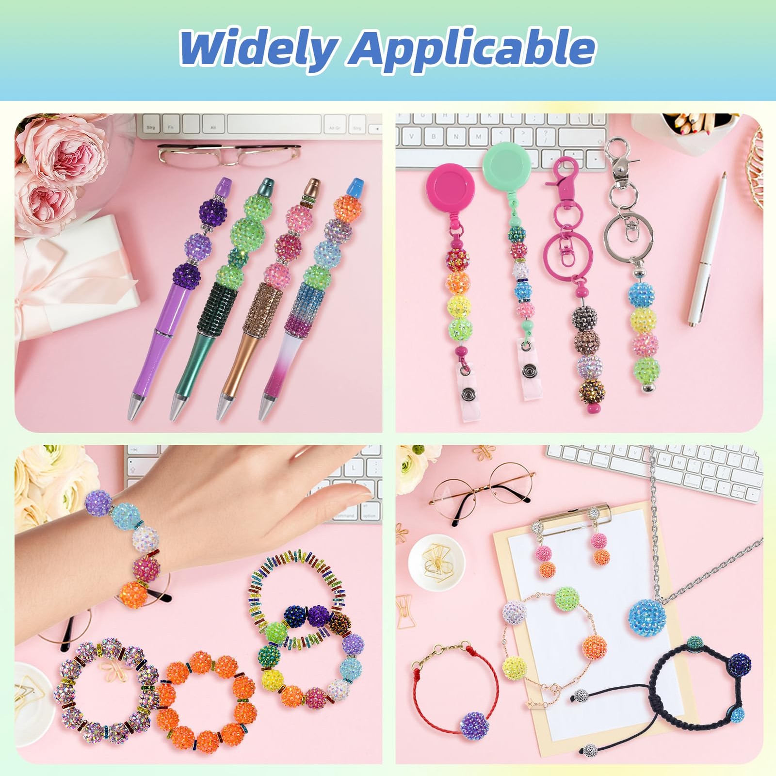 20mm Acrylic Rhinestone & Spacer Beads for Beadable Pens 20pcs + 220pcs