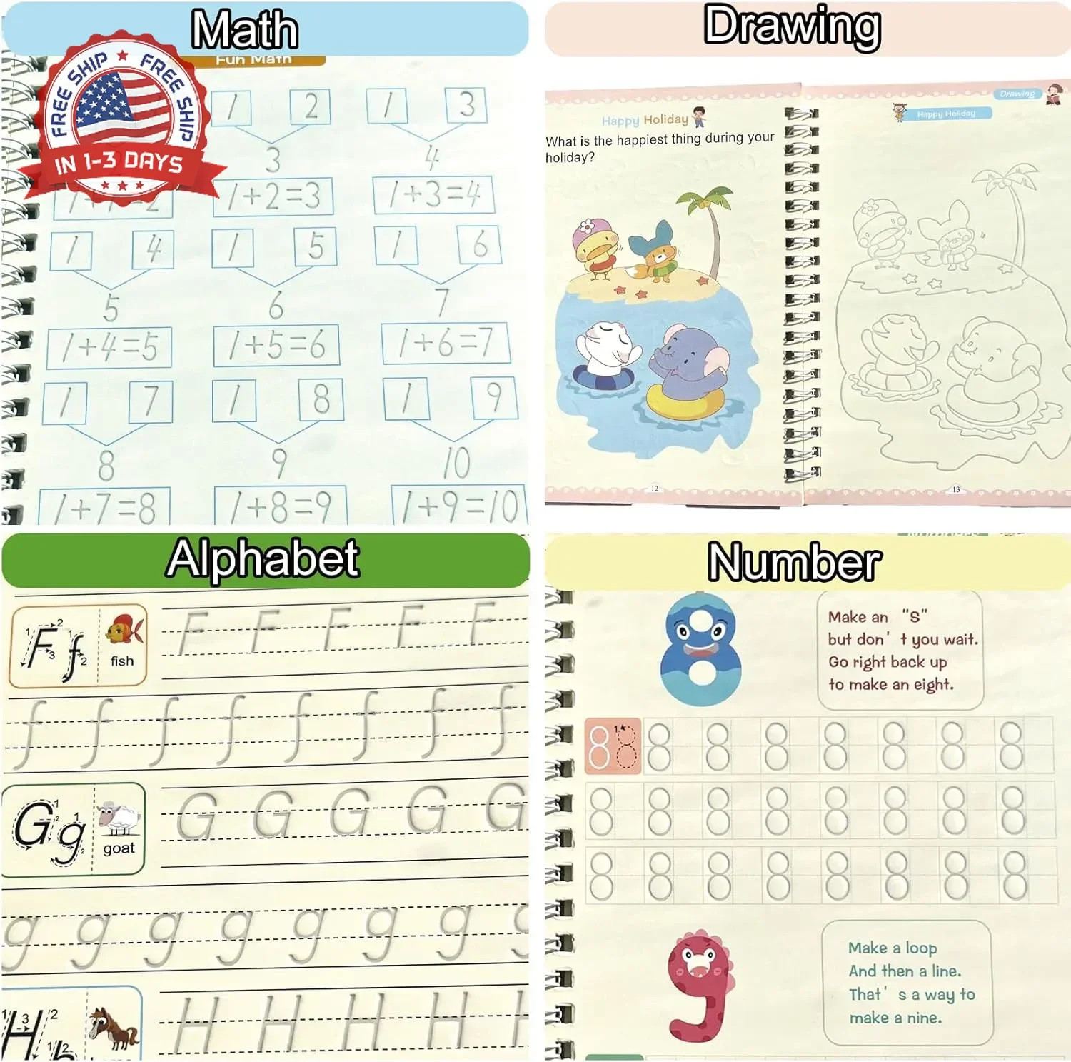 Magic Grooved Handwriting Practice Book for Kids 3-5 Years | Tiny Thinkers Reusa