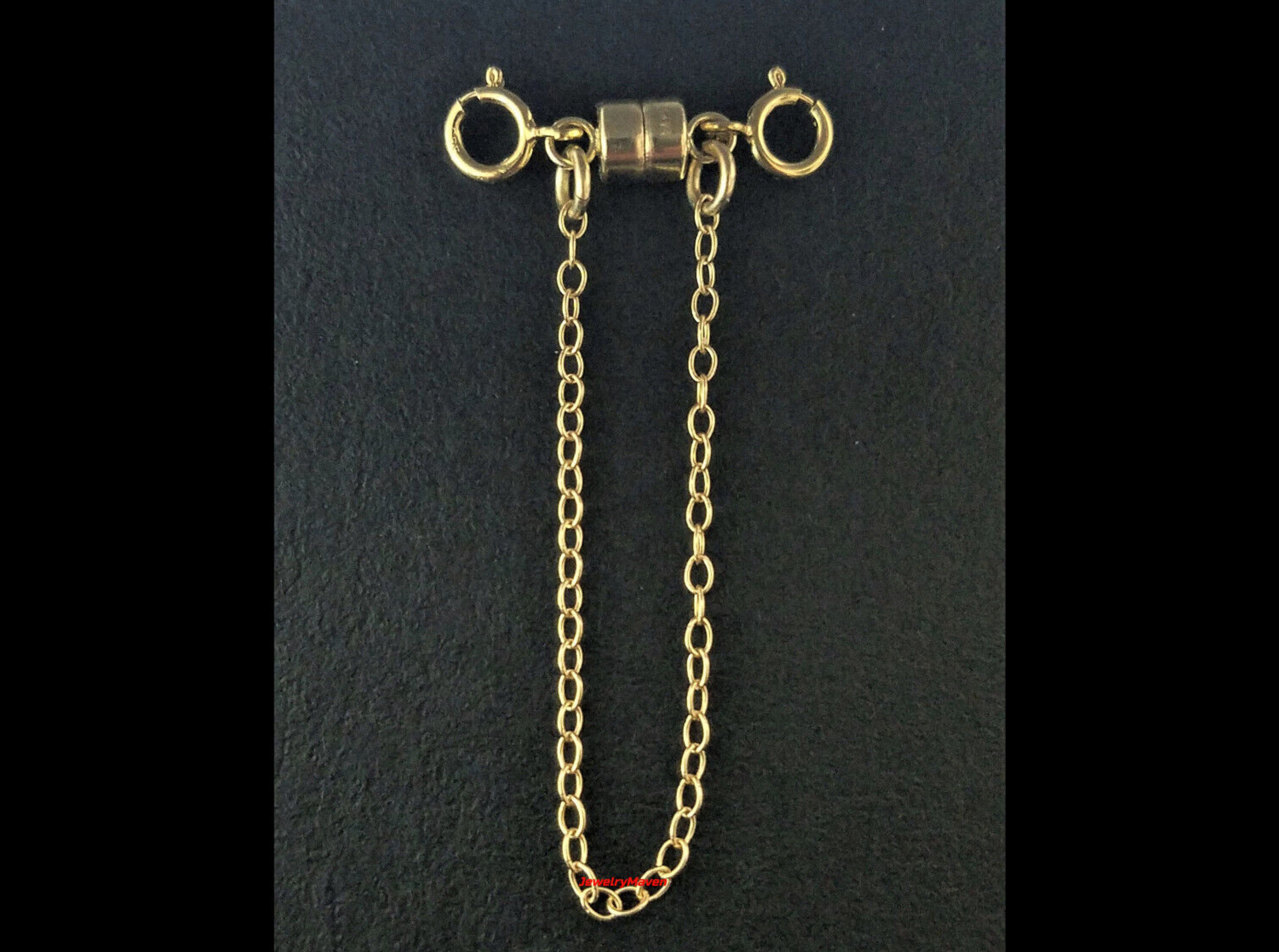 4.5mm NECKLACE 14k TINY Magnetic Clasp Spring Rings Yellow Gold 6″ SAFETY CHAIN