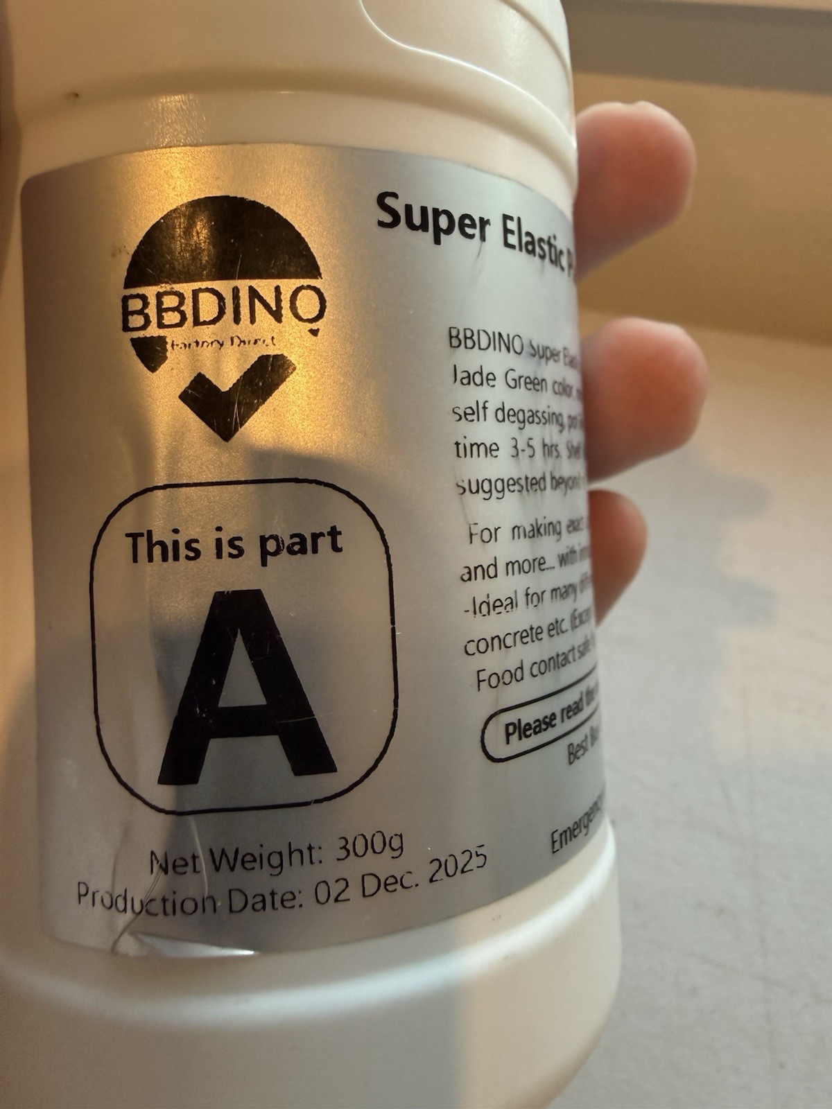 BBDINO Super Elastic Platinum Silicone Rubber PART A ONLY 10.58oz (300g)