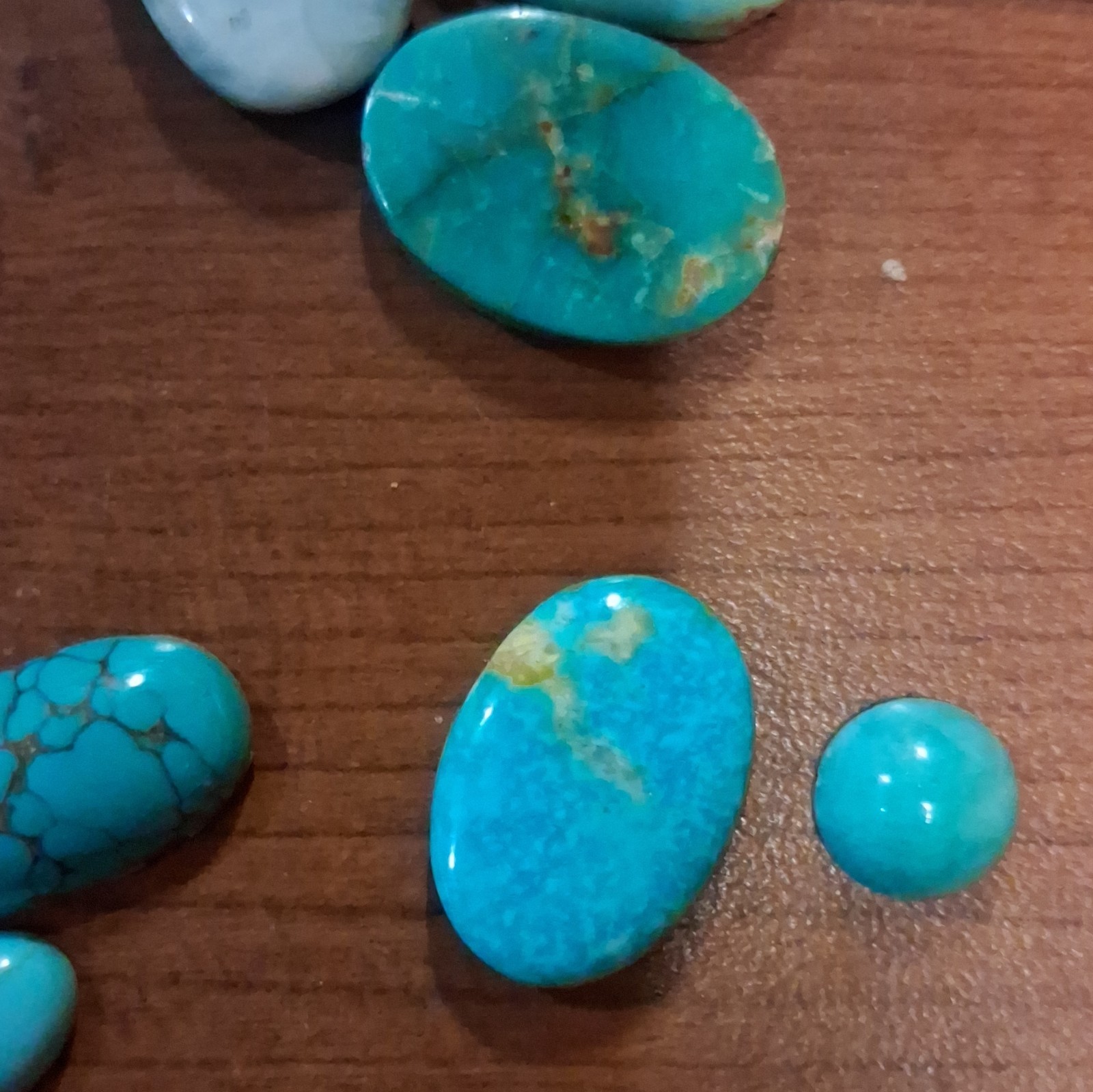 Turquoise Cabochon Lot, Polished Assorted Mixed Shapes Oval Round