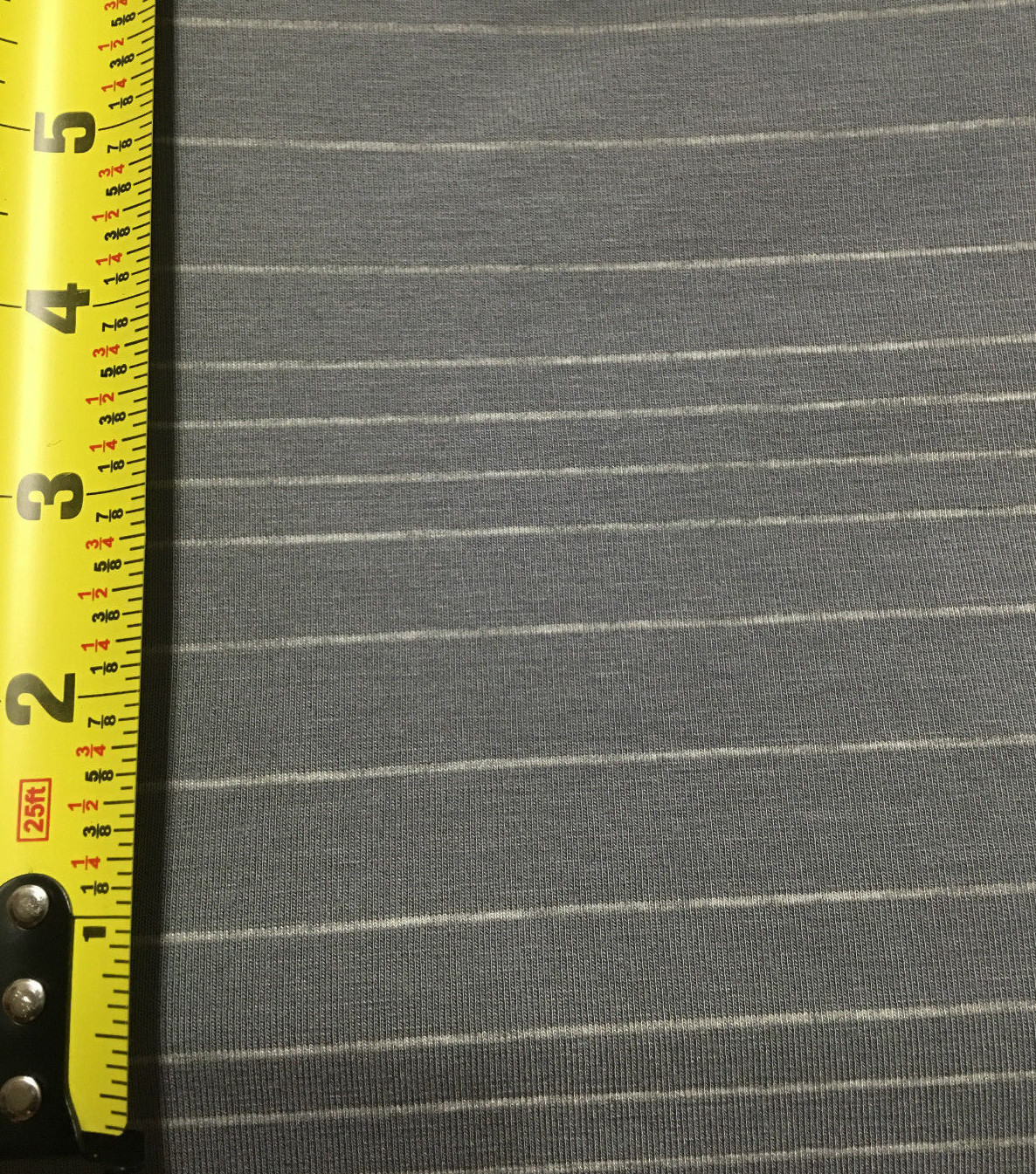 Bamboo Recycled poly spandex knit jersey fabric yarn dyed Stripes -Smoke gray