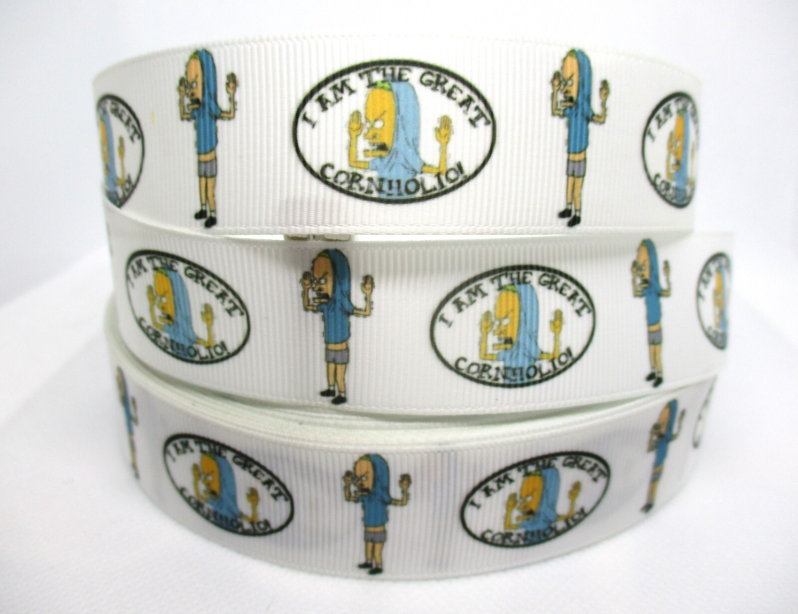Beavis as Cornholio 1″ Grosgrain Ribbon YOUR CHOICE 5 or 10 Yard (Adult Cartoon)
