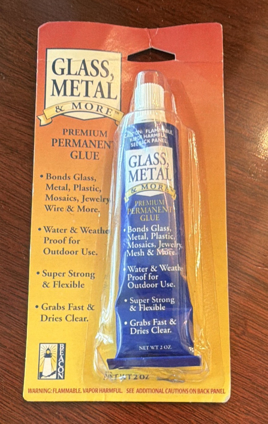 Beacon Glass, Metal & More Premium Permanent Glue 2 oz Tube Dries Clear