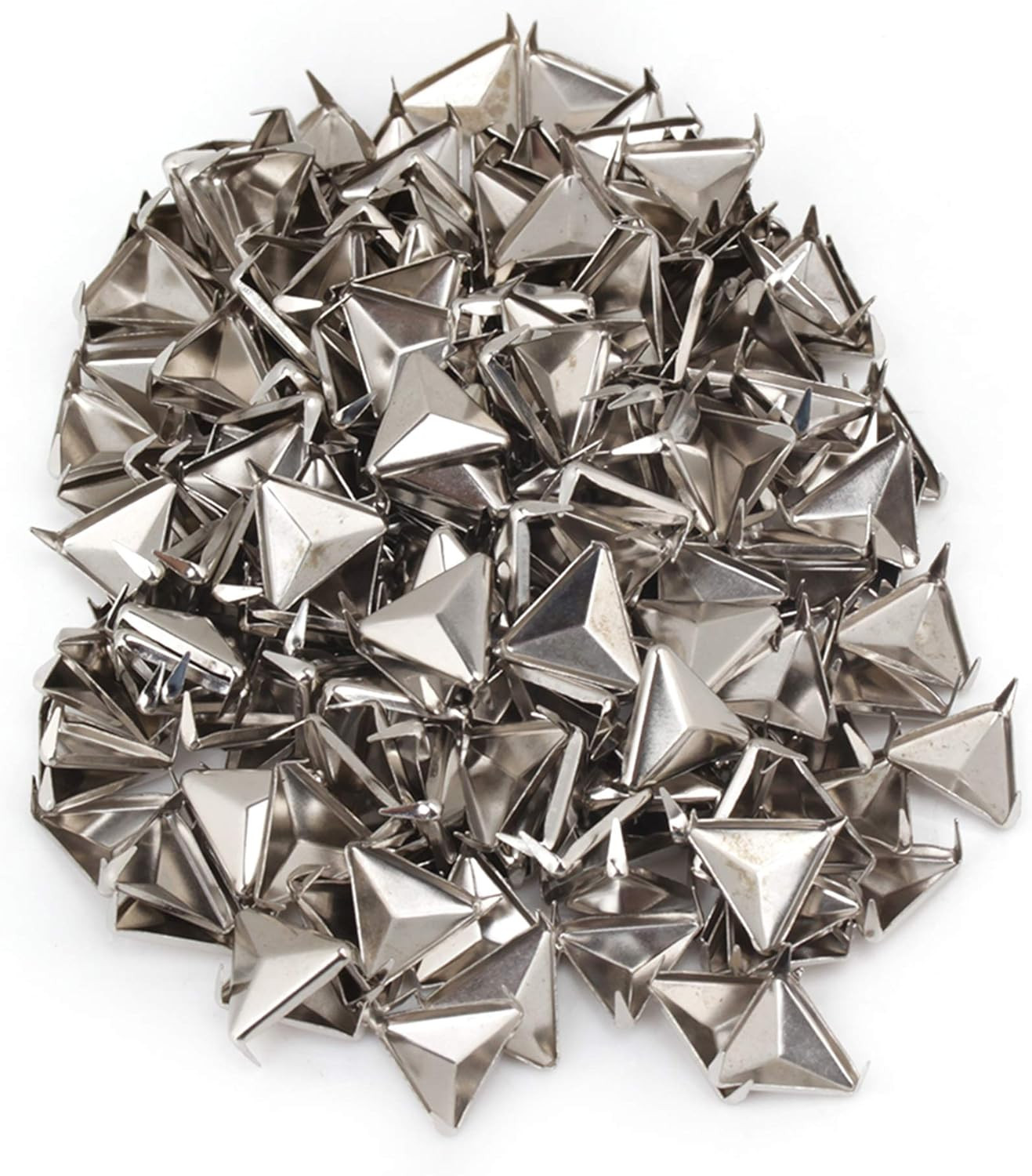 Silver Triangle Pyramid Studs Spike Rivet Craft Punk Tacks Nailhead Pack of 200