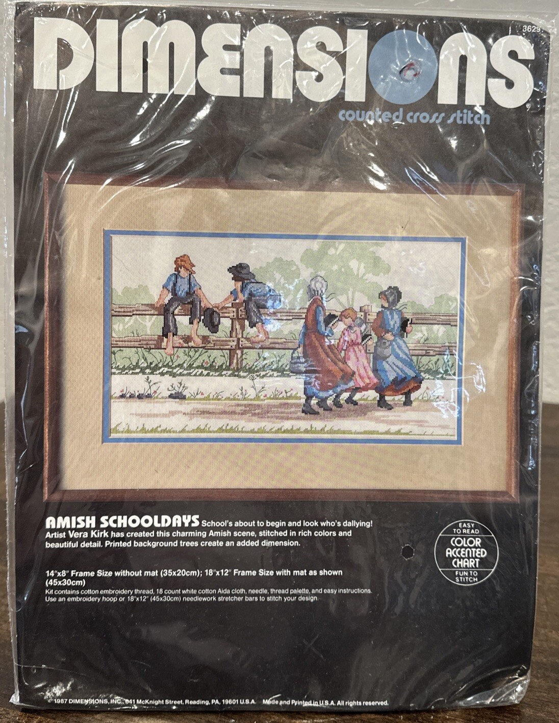 Dimensions Counted Cross Stitch Kit~Amish Schooldays #3629~14″ x 8″~New