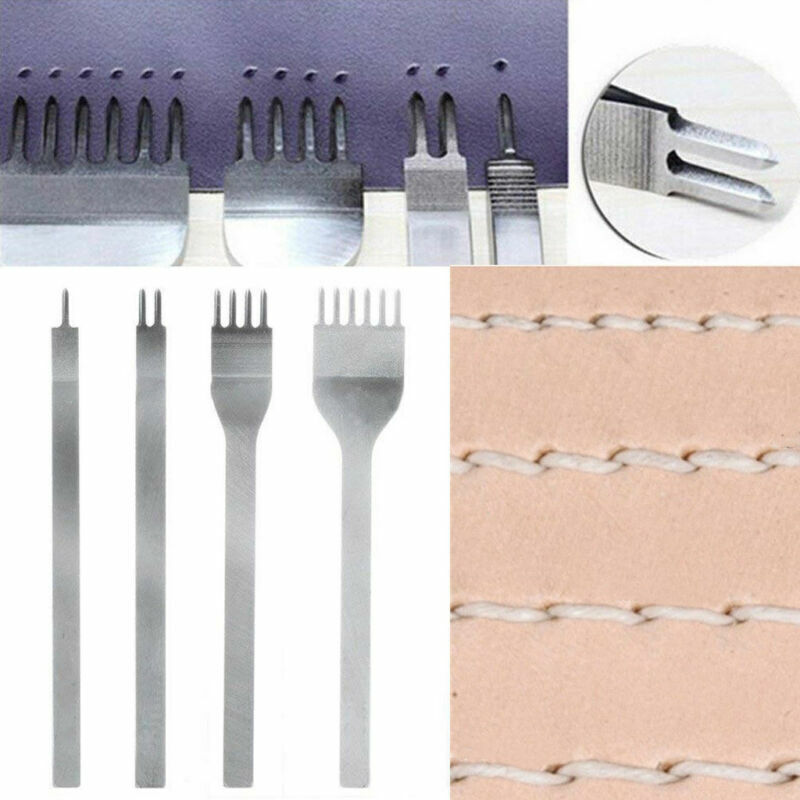Leather Craft Punch Tools Kit Stitching Carving Working Sewing Saddle Groover US