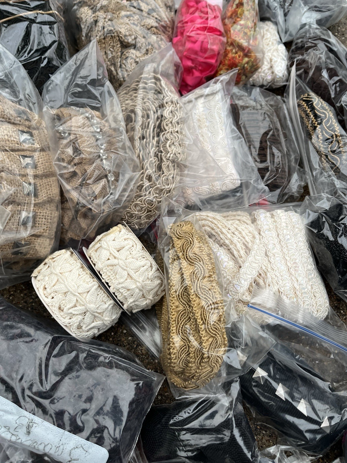 Lot of 30+ Vintage & Contemporary Used Various Fabric Upholstery Trim & Cording