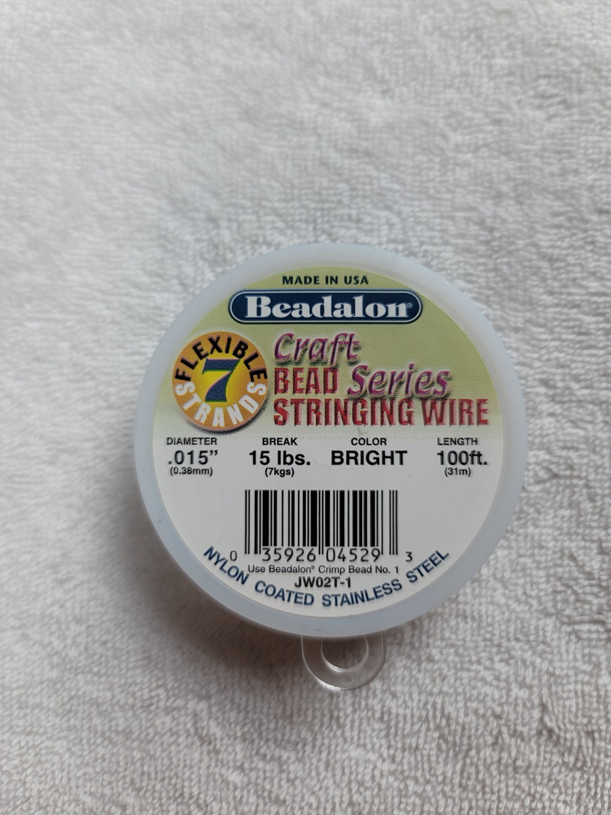 Beadalon Bright .015 (0.38mm) Bead Stringing Wire 100 Foot, 31 Meter Spool NEW