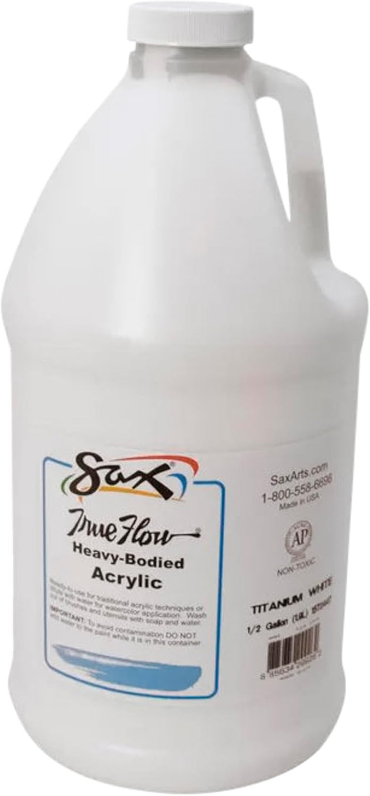True Flow Heavy Body Acrylic Paint, 1/2 Gallon, Titanium White – 439301, 64 Fl O