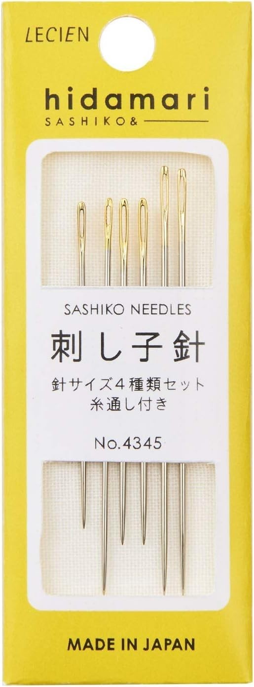 Sashiko Needles Hidamari – Lecien Japan – 6 needles, 4 different lengths