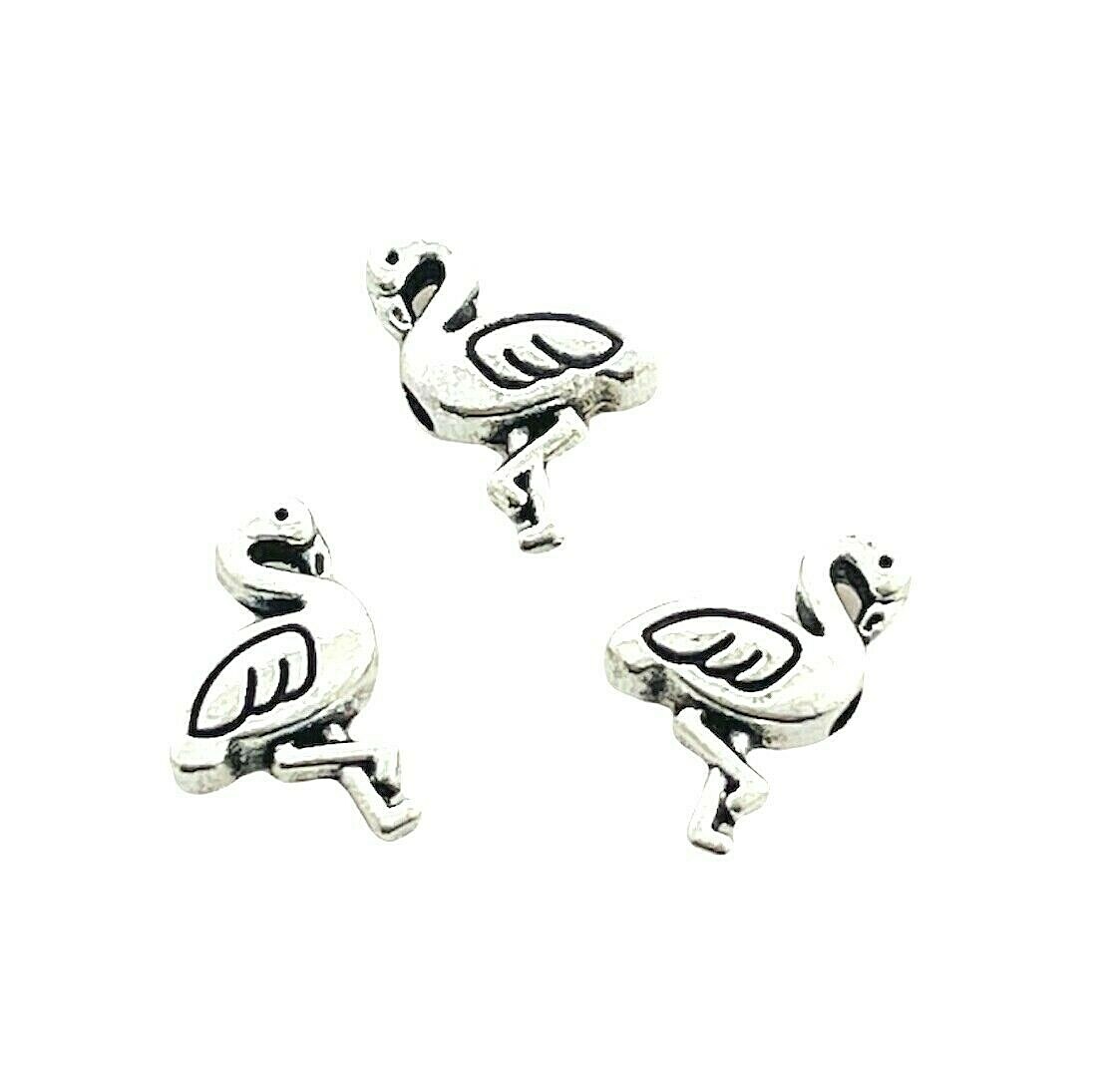 100 Tibetan Silver 12x8mm Two Sided Flamingo Bird Bali Spacer Metal Bulk Beads