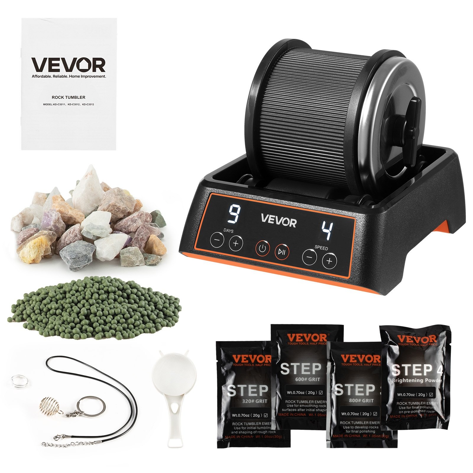Rock Tumbler,1 lb Rock Polishing Machine,Rocks Tumbling Kit with 4-Speed Adjustm