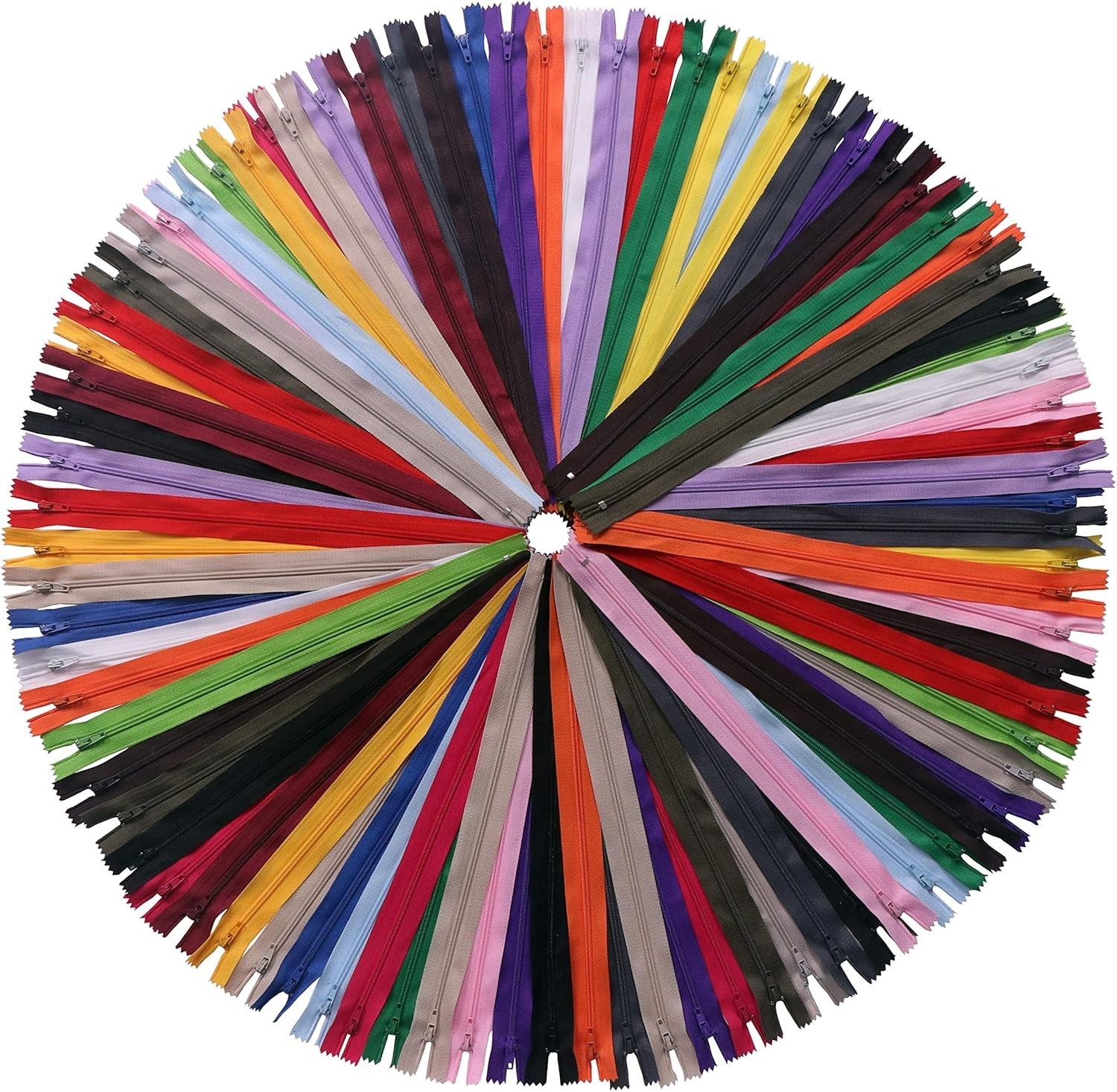 60 Pack 14 Inches Nylon Coil Zippers Assorted Colors Bulk Sewing Crafts Tailor