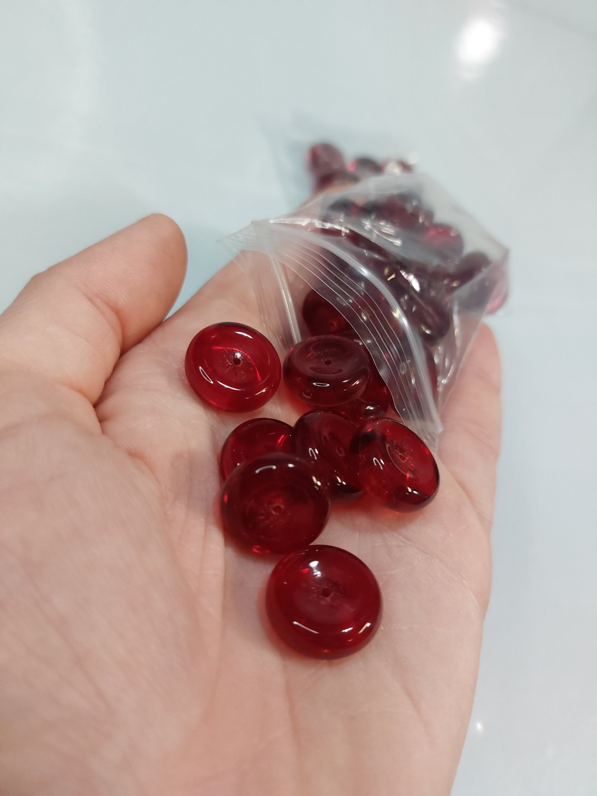 Vintage Glass Ruby Smooth Handmade Beads Round And Oval Small And Large
