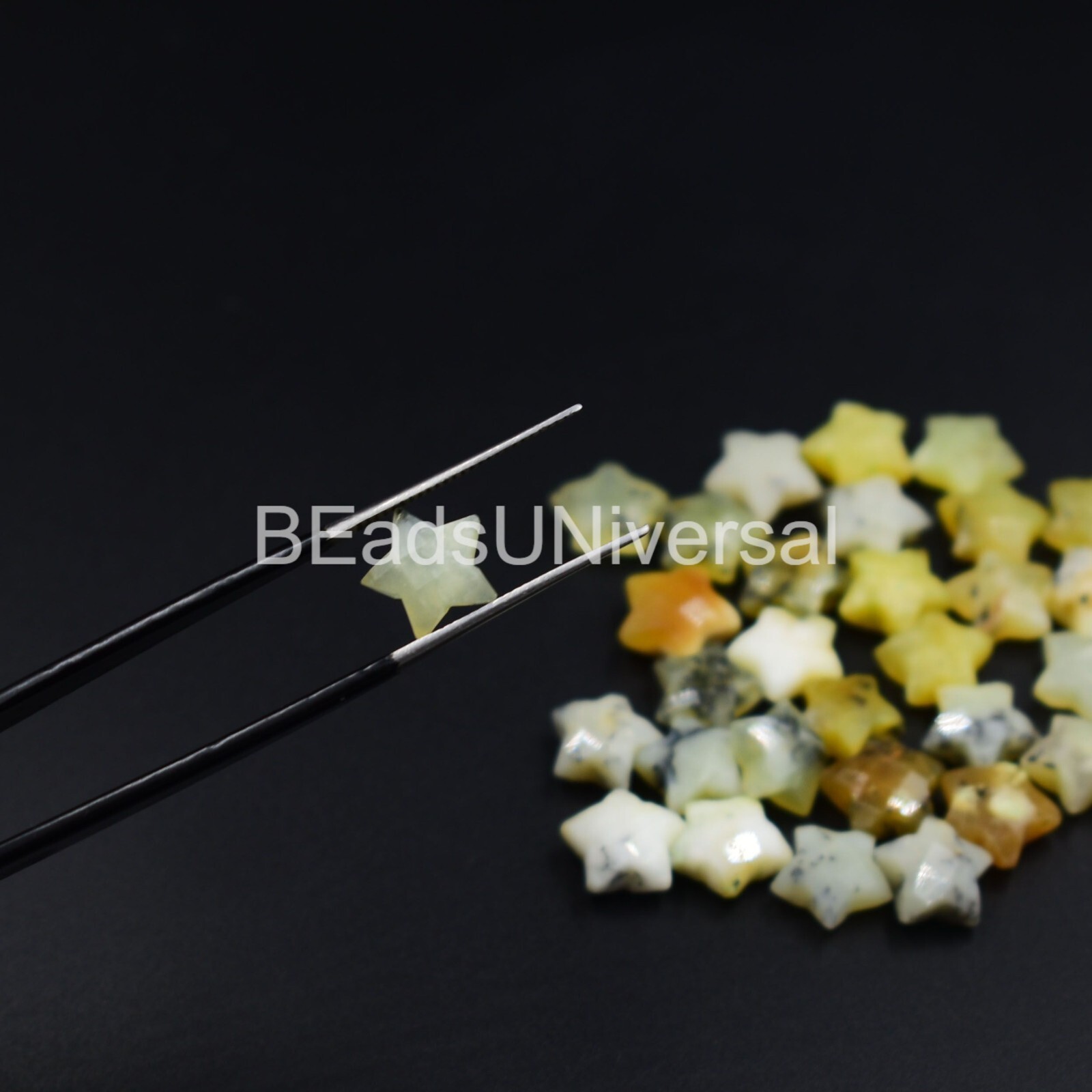 Hand Carved 10 mm Star Shape Dendritic Agate Loose Gemstone For Jewelry Making