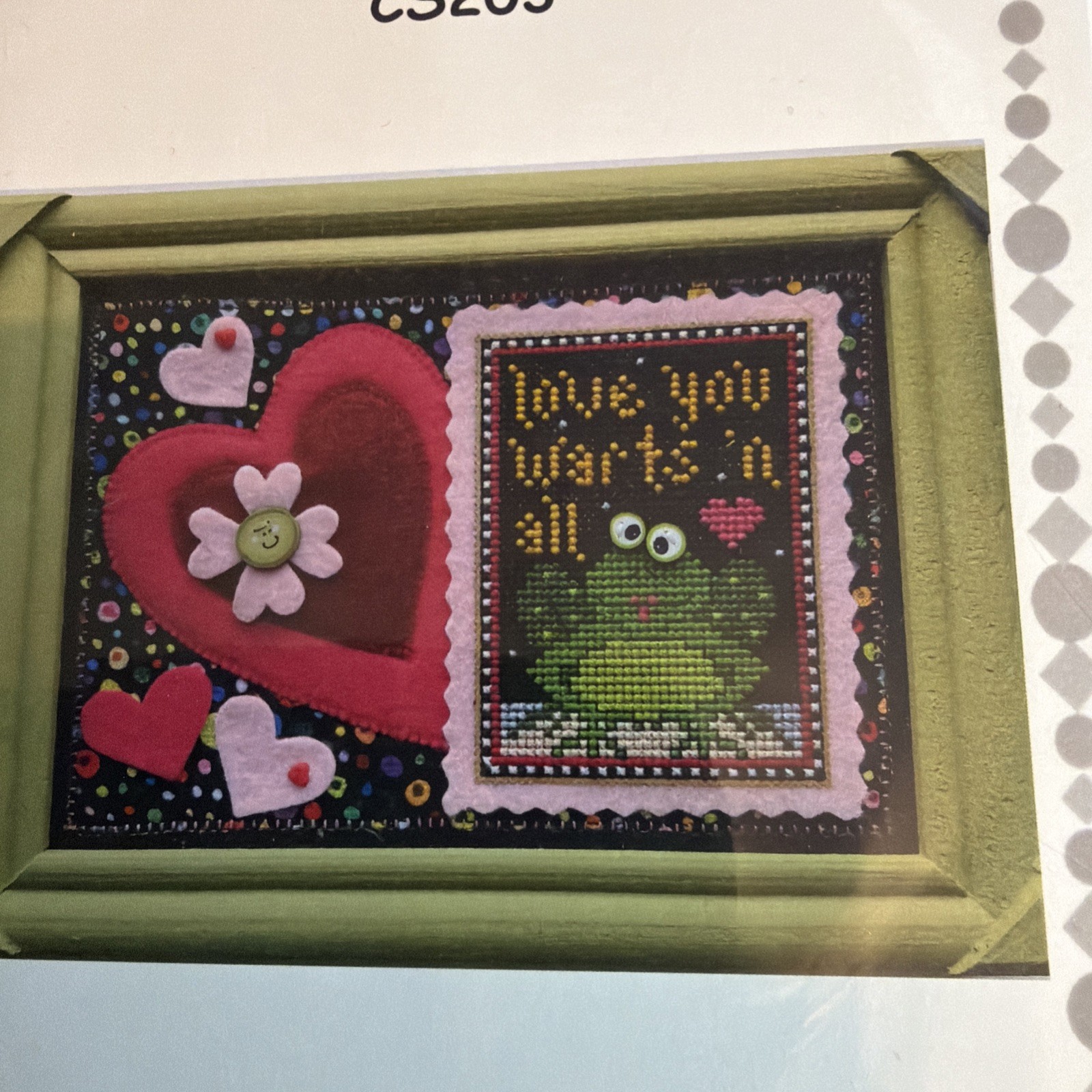 Love You warts ‘n All cross stitch/felt kit by Val’s Stuff