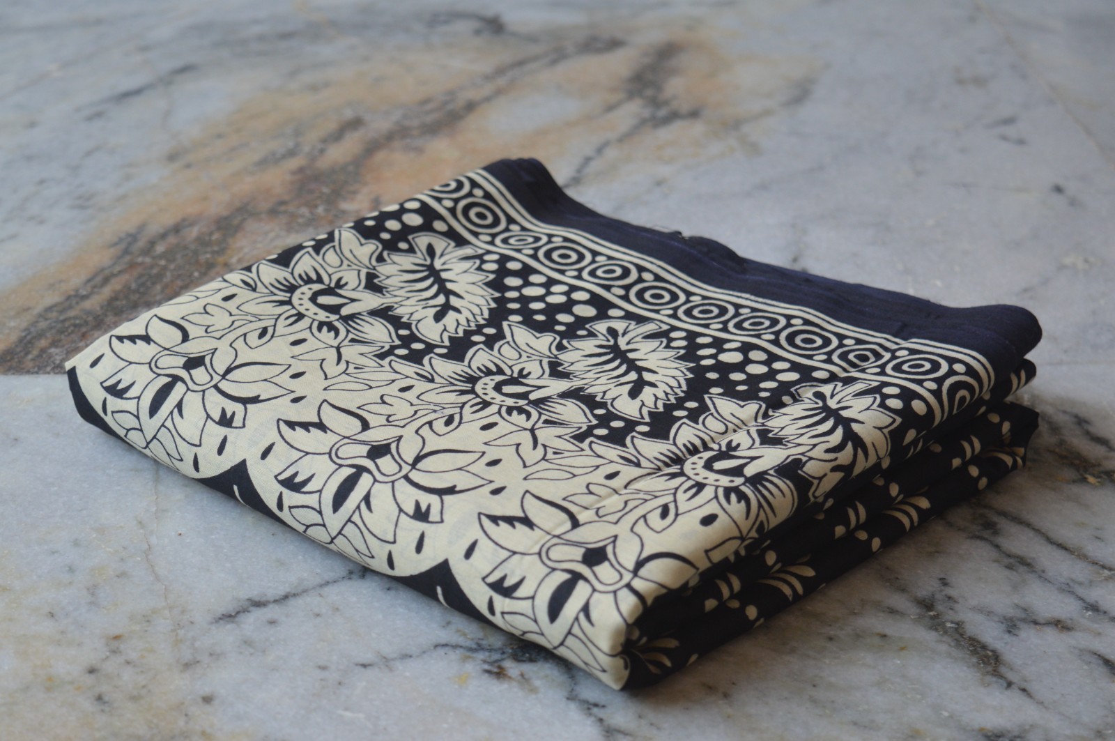 Black & Beige Hand Print Fabric 100% Cotton 15 Yard NO DUTY CHARGES 100%✅ZK-369