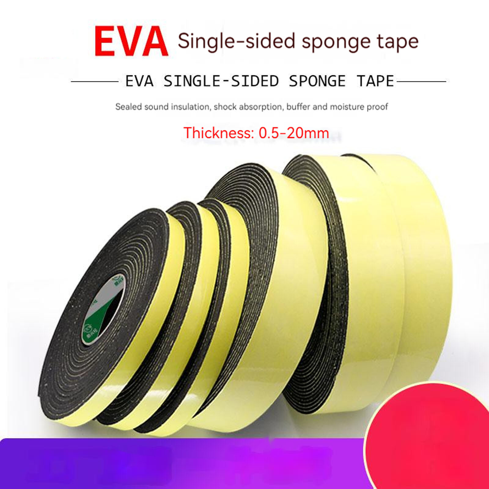 10x Eva Foam Adhesive Tape Single Sided 1, 2, 3, 5mm Thick Black Shockproof seal