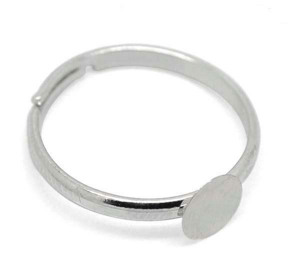 10 Adjustable Ring Base – Silver Finish – Lead Nickel Free – 16mm – Pad 6mm