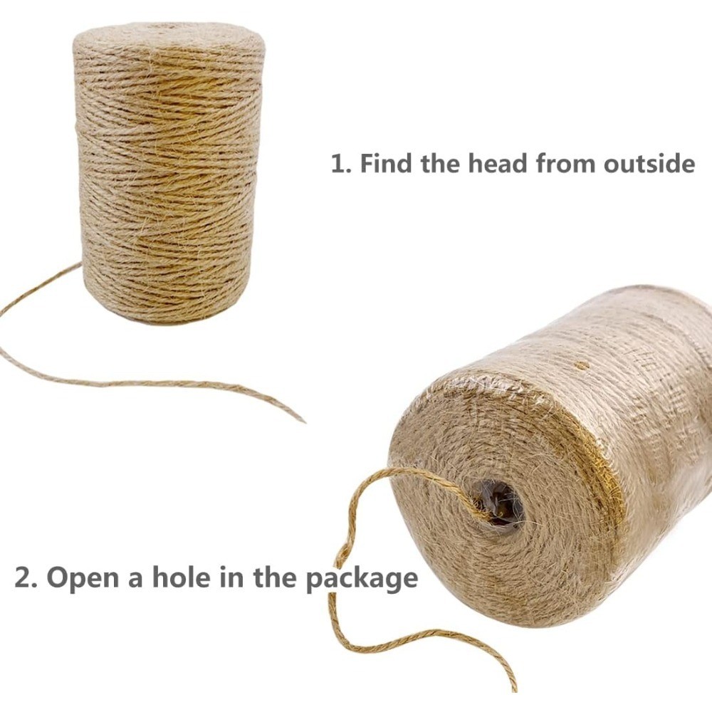 Natural Jute Twine String Thin Hemp Ribbon for Craft Plant Gift Wrapping
