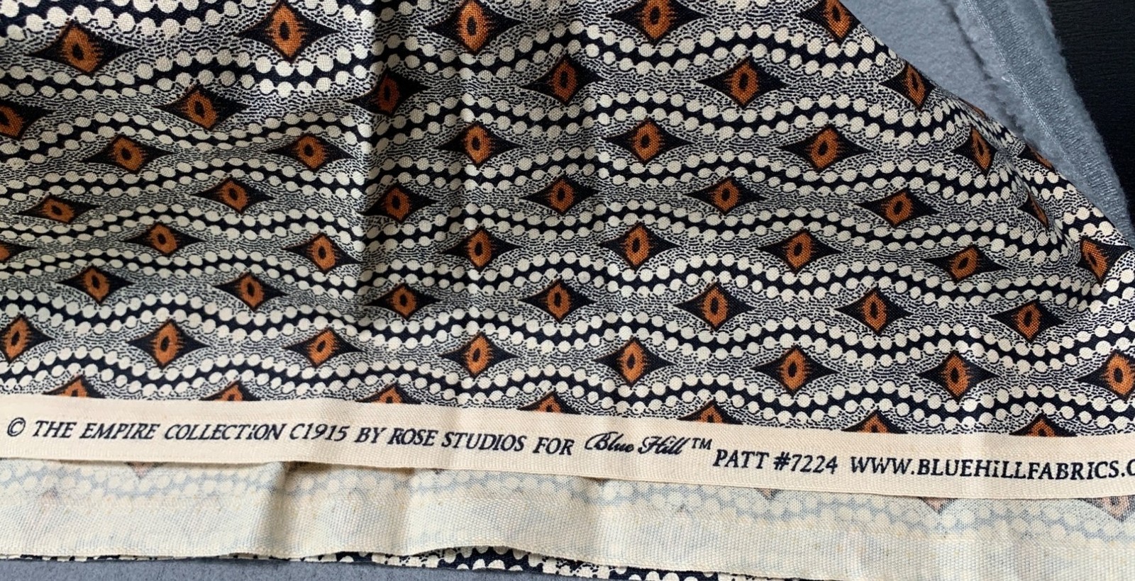 The Empire Collection Fabric Rose Studios 1/2 yard x 44″ Black Brown Geometric