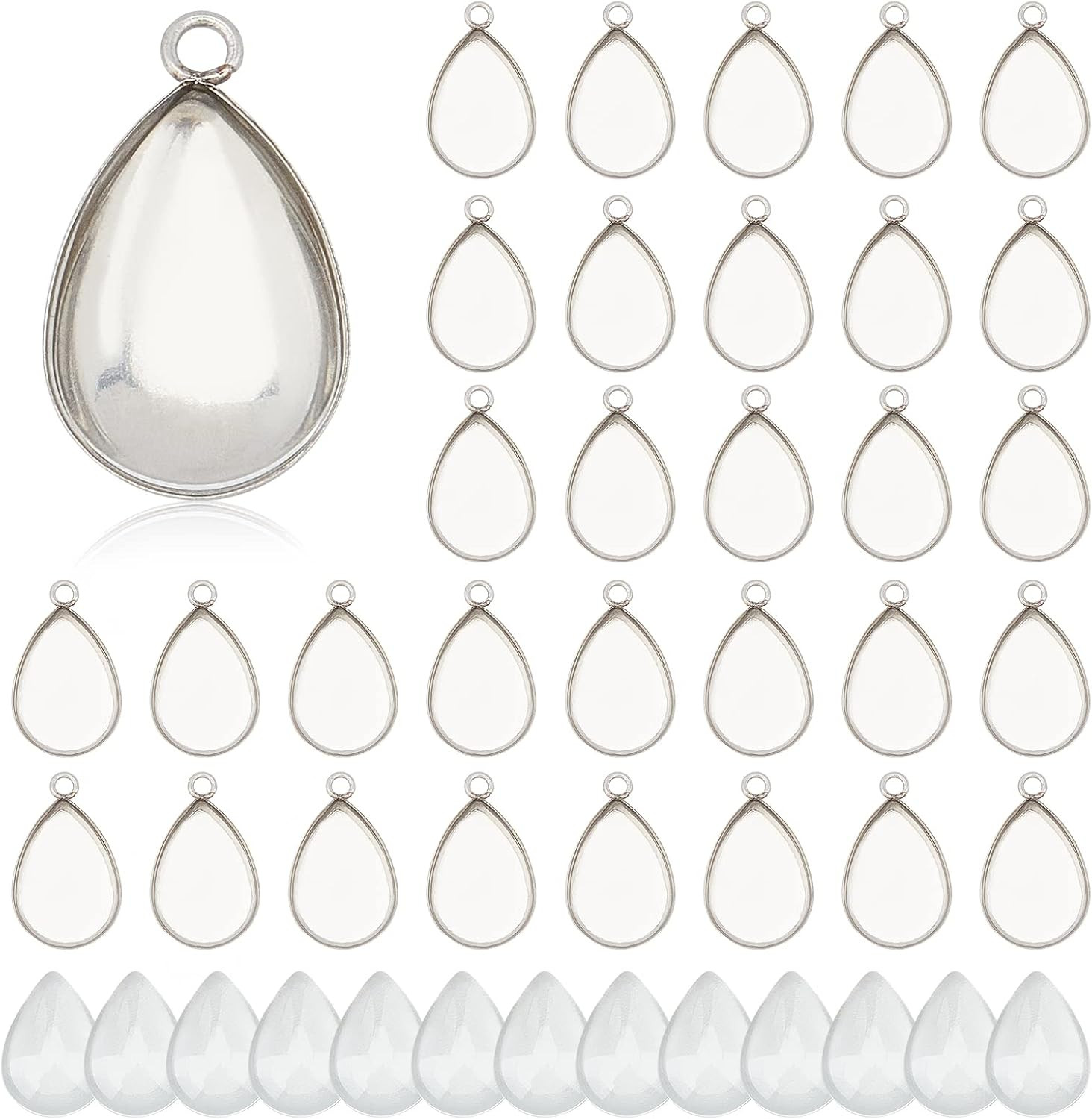 PH Pandahall 100Pcs Bezel Pendant Blanks- 50Pcs Drop Pendant Trays Photo Charms