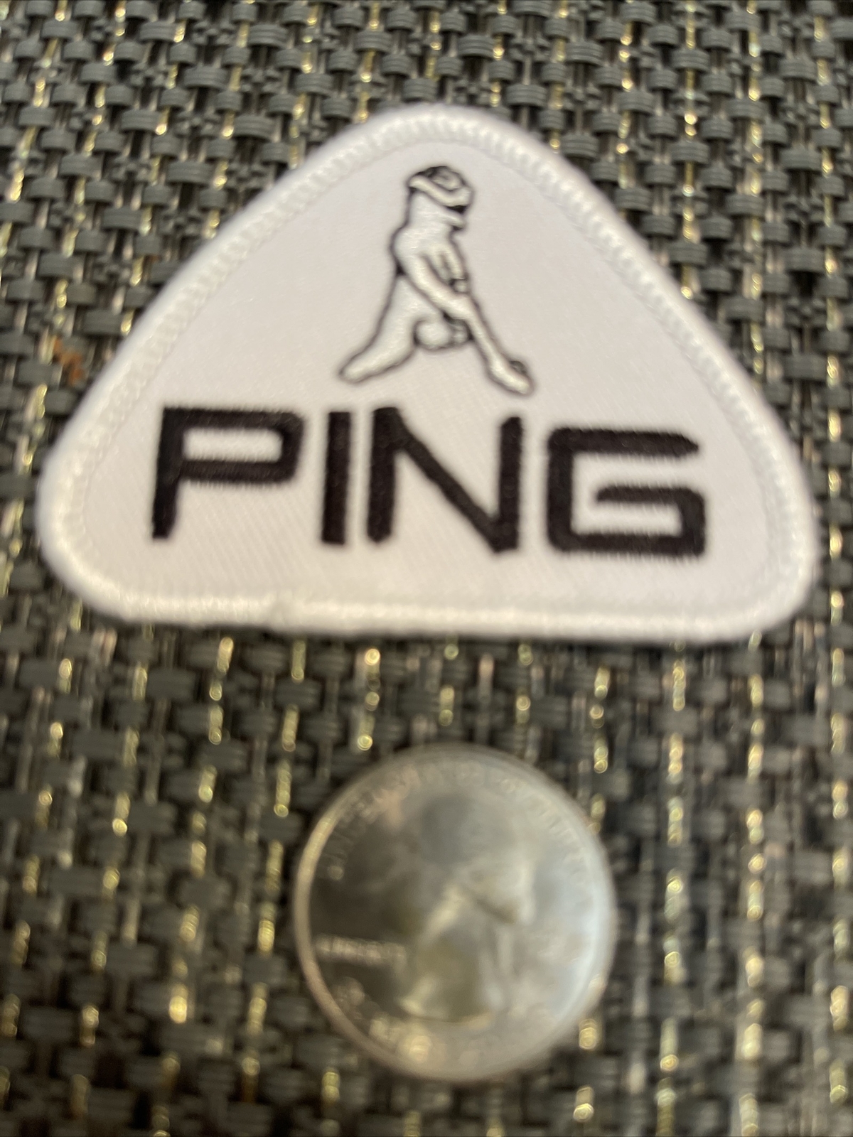 PING BLACK Lettering Iron On Or SEW on patch Embroidered 2.5” x 2”
