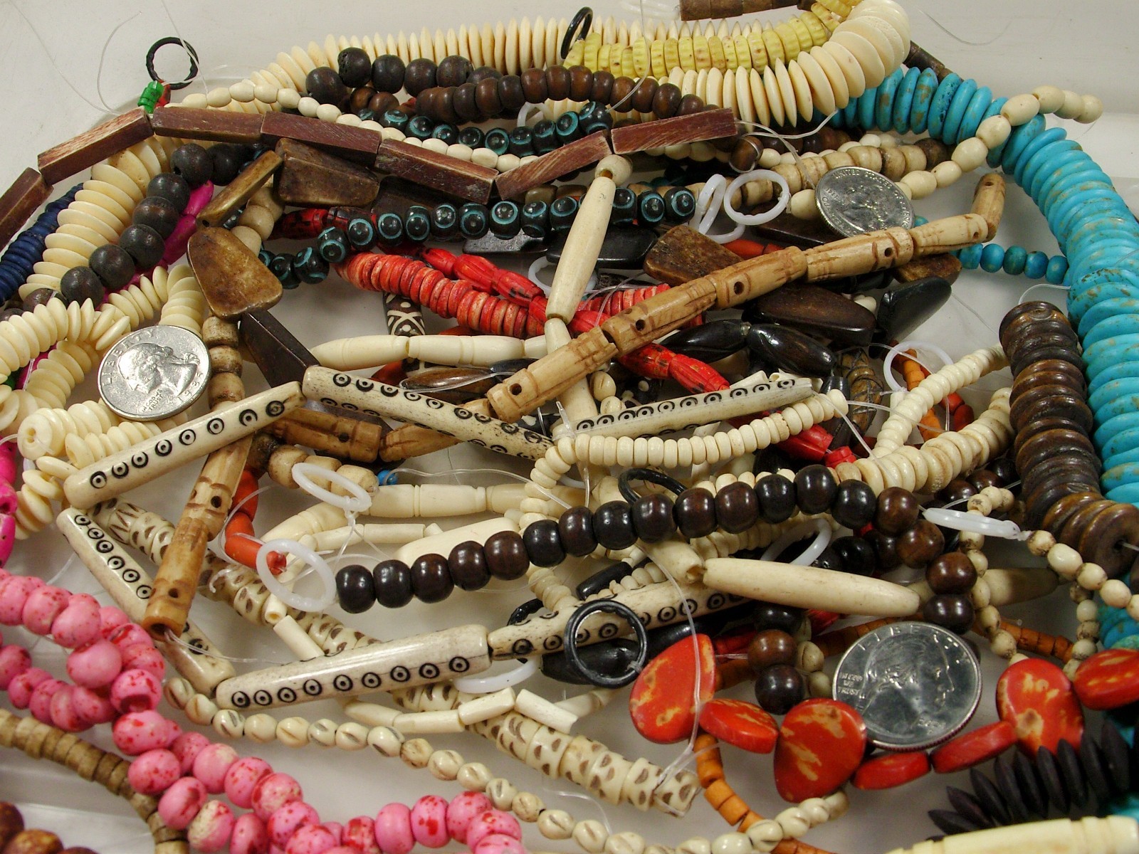 2 Pounds Odds and Ends India Handmade Water Buffalo Bone Beads Lot (AXP-7) ⭐