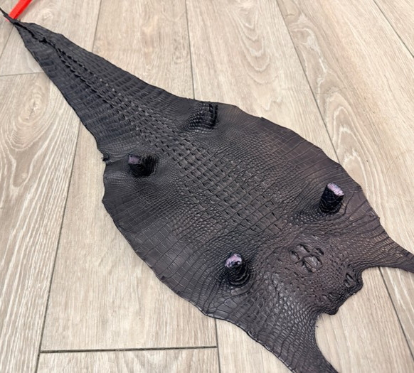 Black Genuine Nile Crocodile Hide HornBack Leather Skin real alligator croc 1020