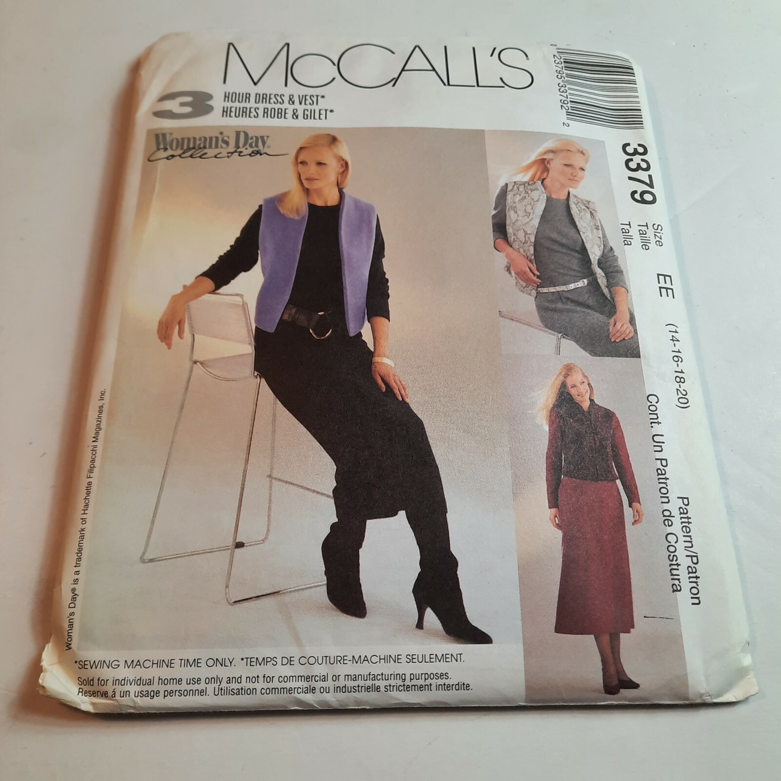 McCall’s Sewing Pattern Women’s Day Collection Size 14-20 Dress Vest Uncut