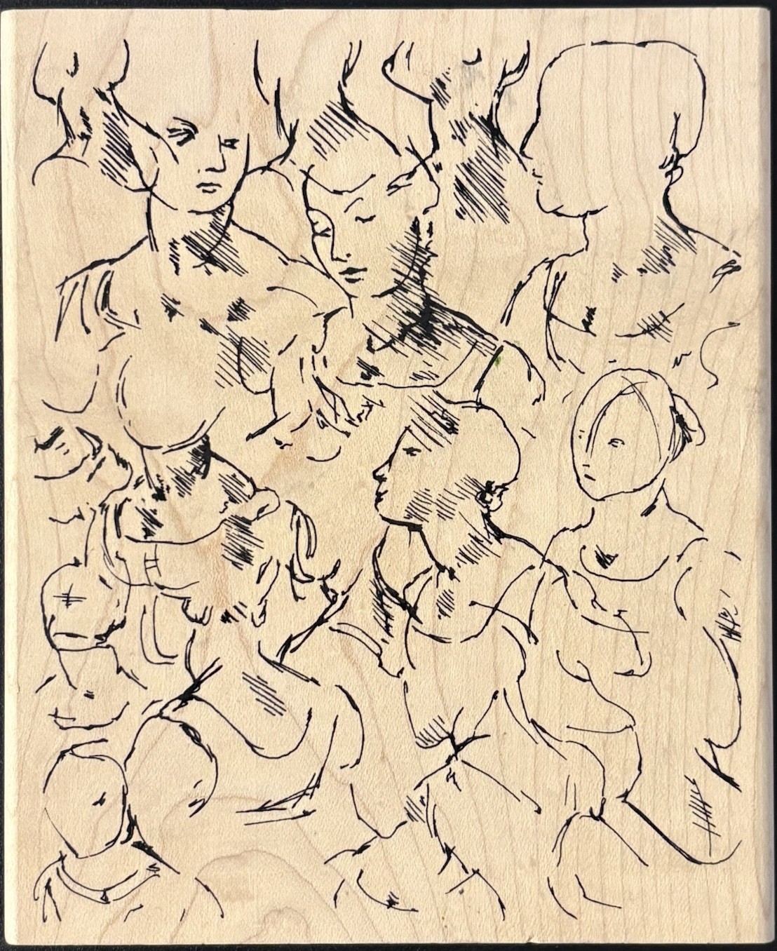 Judikins Minimalist People Line Sketches Background Large Rubber Stamp