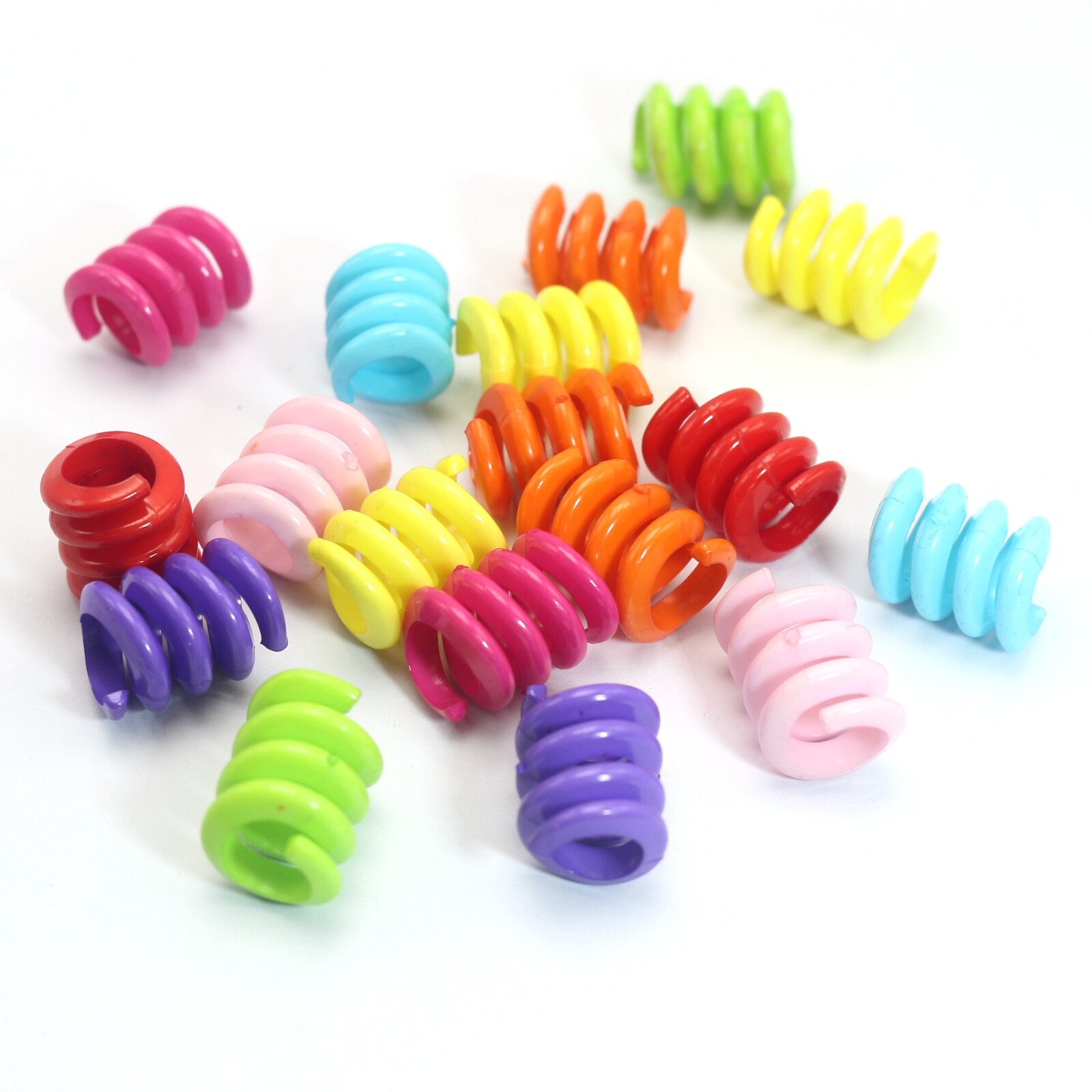 50 Mixed Color Acrylic Spring Dreadlock Ring Hair Pony Beads 15mm With Big Hole