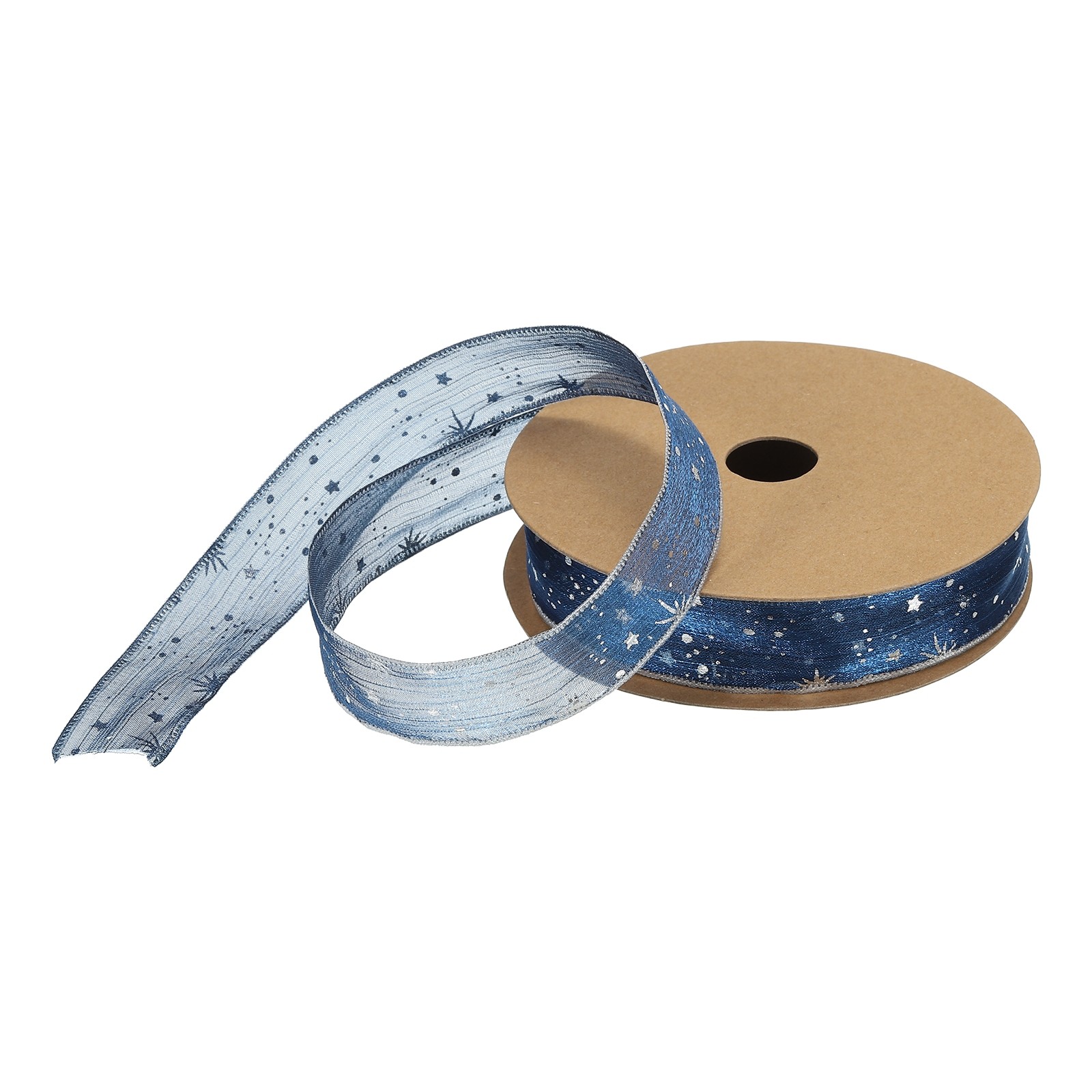 1 Inch 20 Yard Star Organza Sheer Ribbon Sparkly Snow Yarn Ribbon Blue