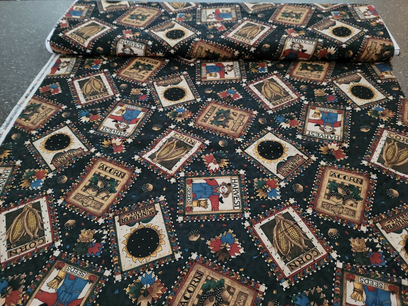 Seed Packet Quilt Block Print BTY Unbranded 58″ Wide 100% Cotton Fabric Black